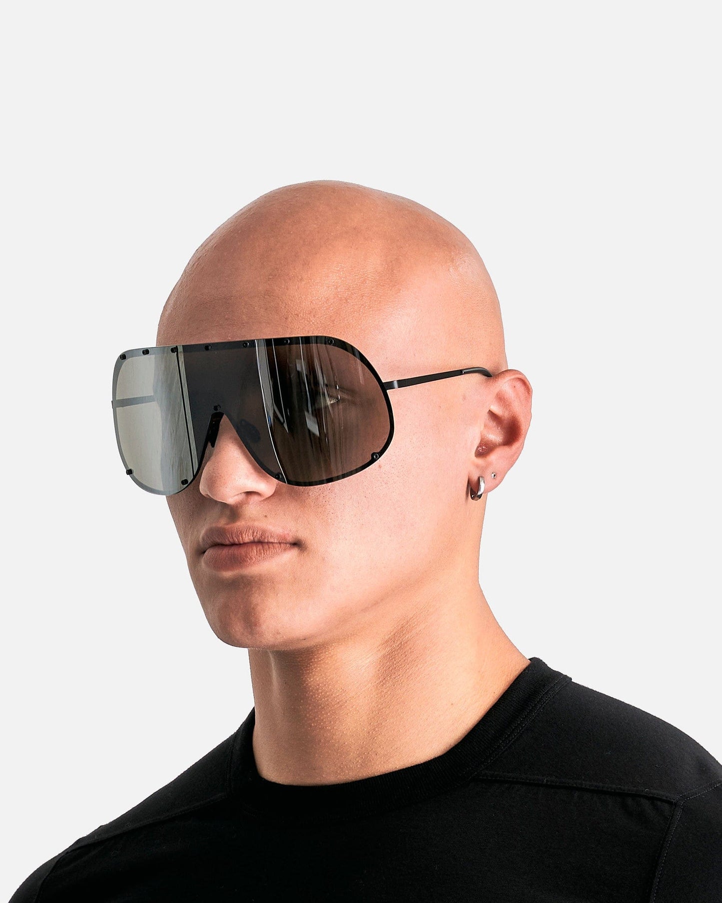 Rick Owens Eyewear OS Shield Sunglasses in Black/Brown