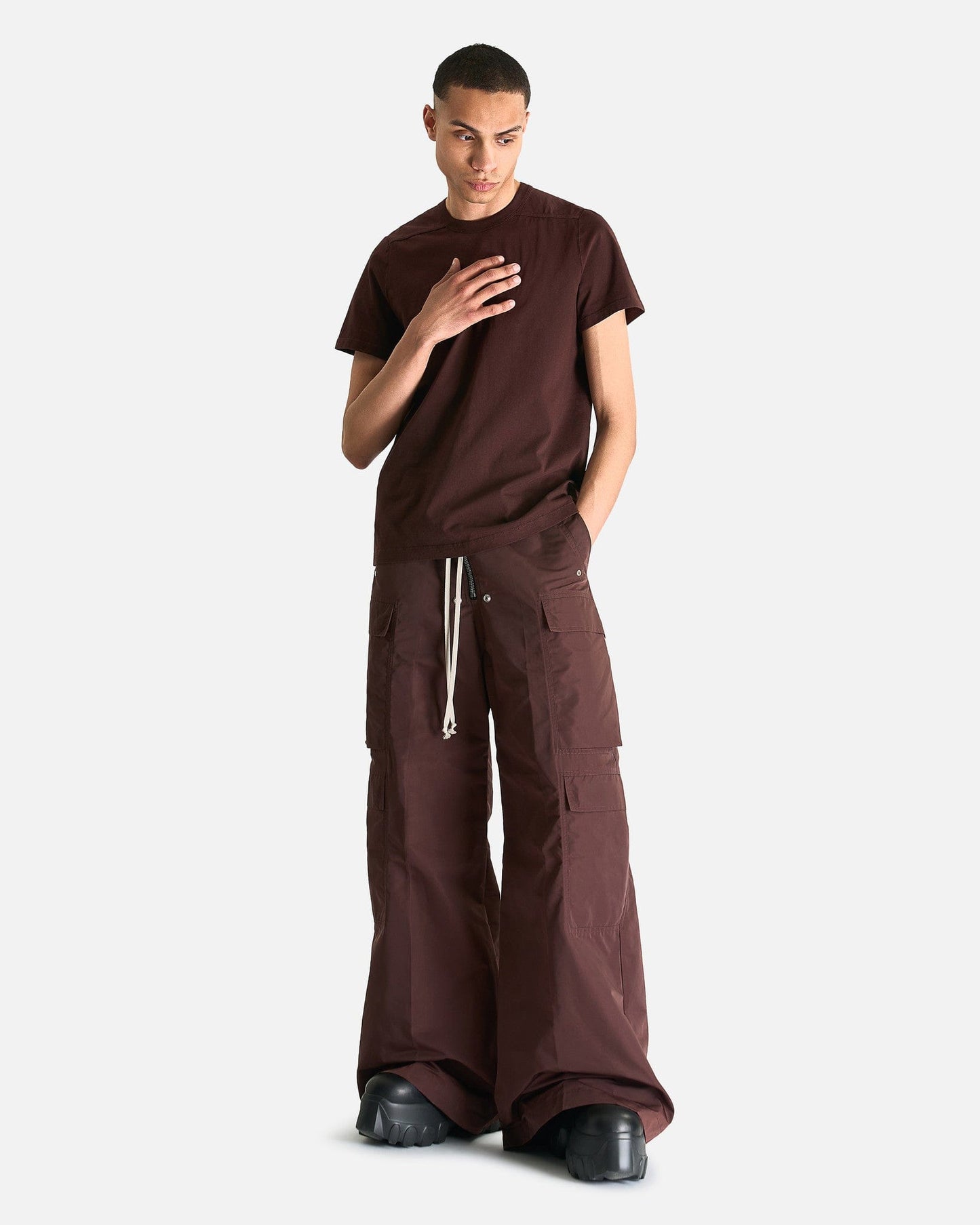 Rick Owens Men's T-Shirts Short Level T in Mahogany