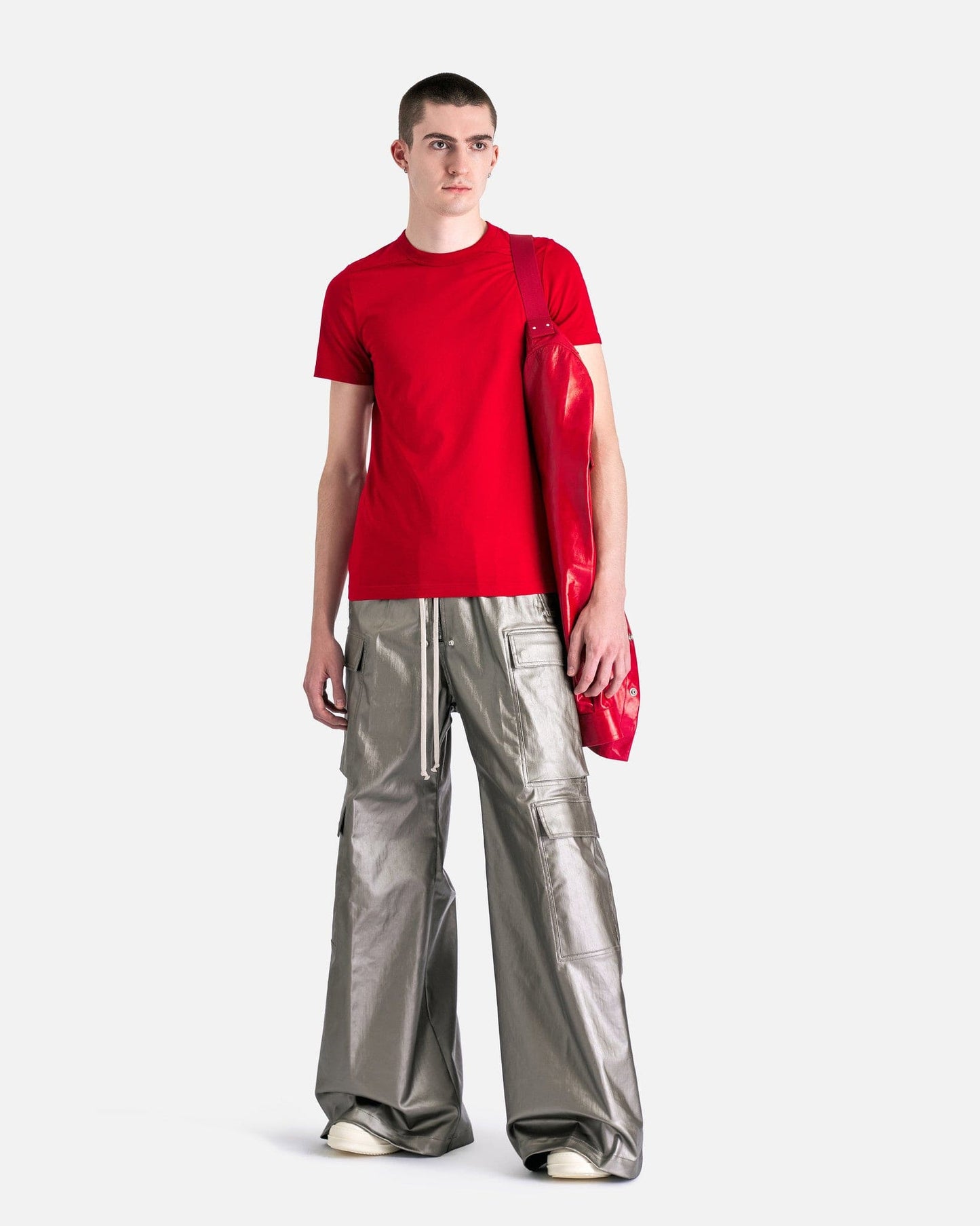 Rick Owens Men's T-Shirts Short Level T-Shirt in Cardinal Red