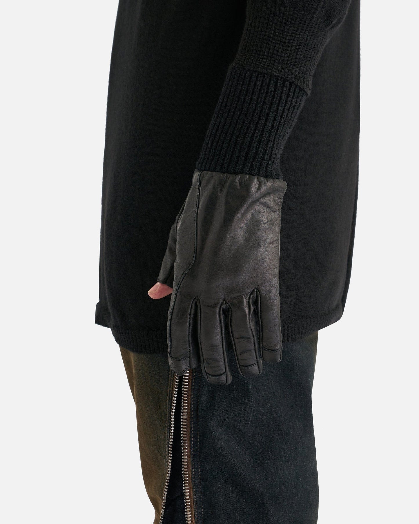 Rick Owens Men's Gloves S Short Ribcuff Gloves in Black