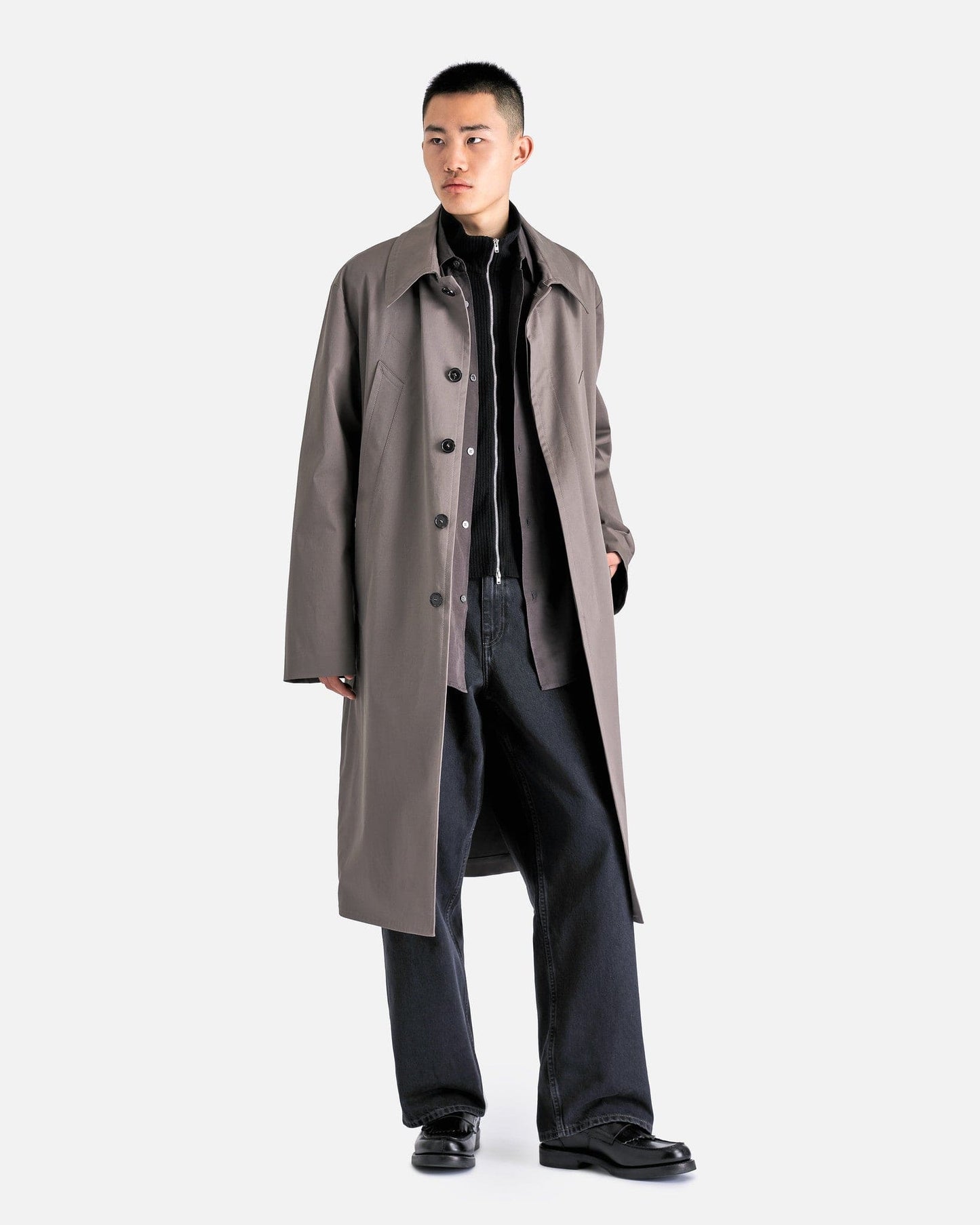 Our Legacy Men's Shirts Shrunken Fullzip Polo in Black Rib