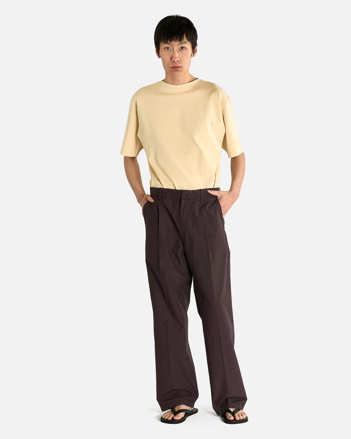 Auralee Men's Pants Shuttle Weather Slacks in Dark Brown
