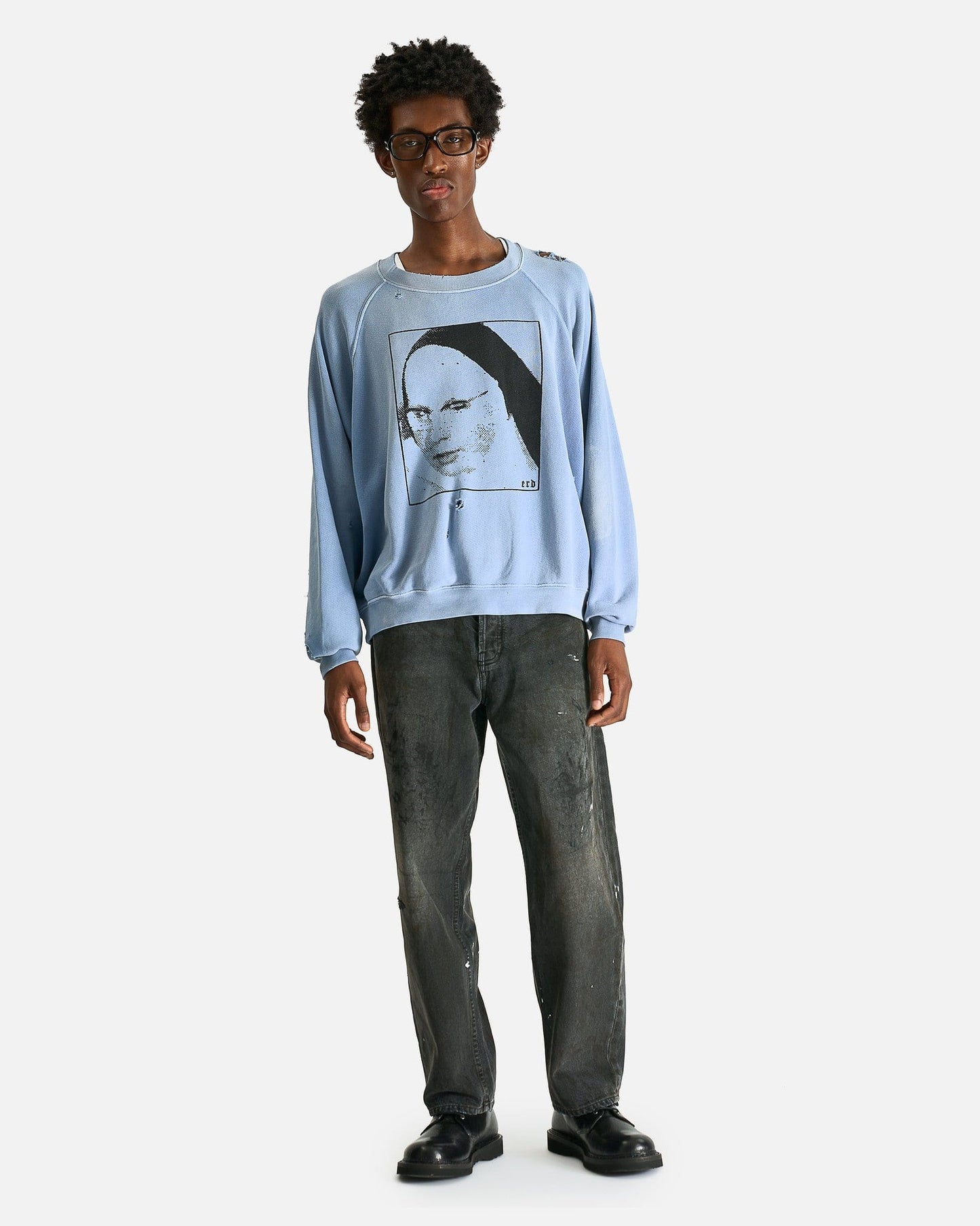 Enfants Riches Deprimes Men's Sweatshirts Singing Nun Raglan Crewneck Sweatshirt in Damaged Lavender