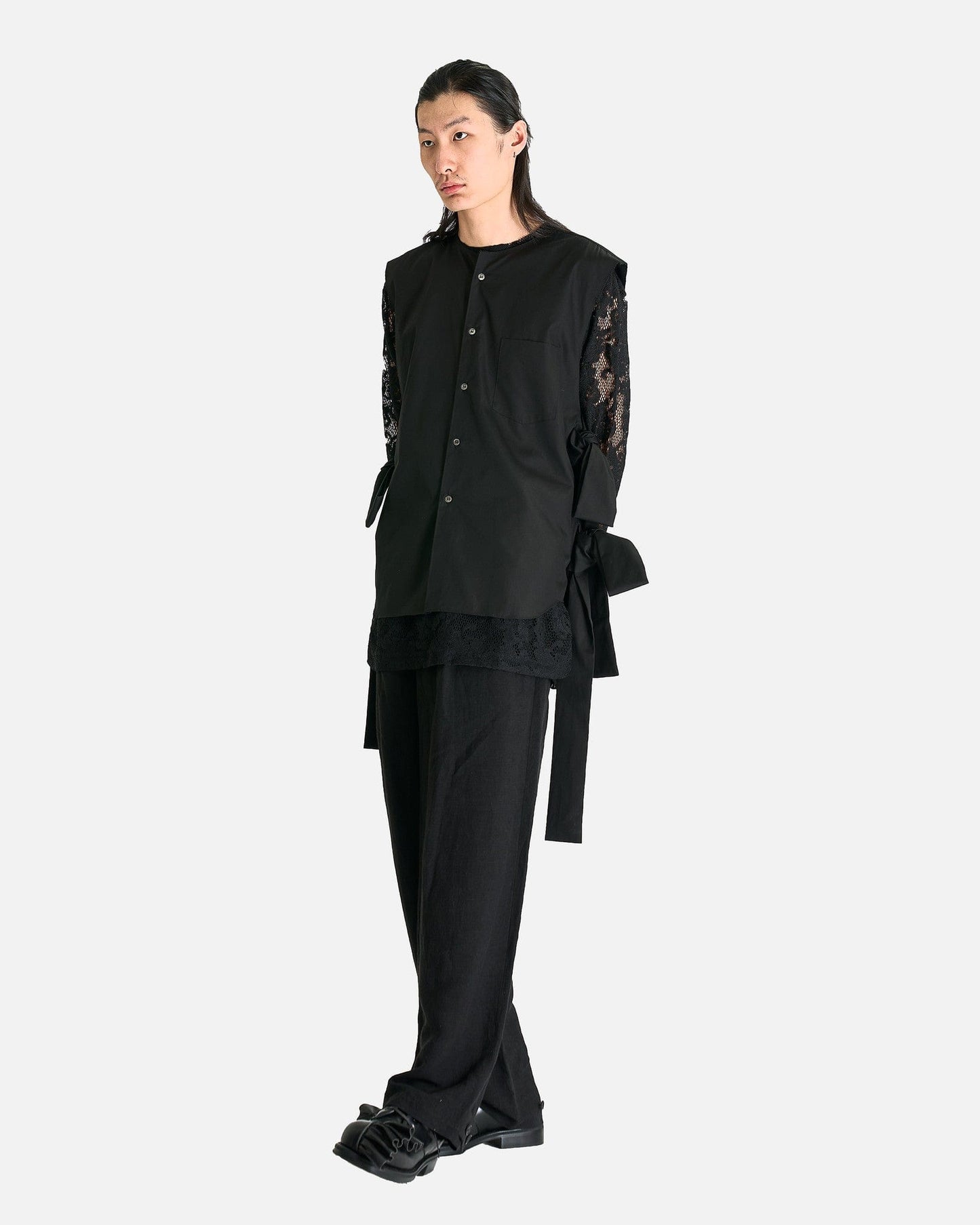 Comme des Garcons HOMME PLUS Men's Shirts Sleeveless Button Down Shirt in Black