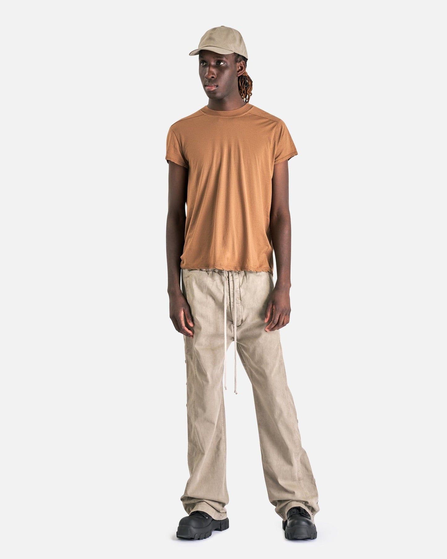 Rick Owens DRKSHDW Men's T-Shirts Small Level T in Khaki Brown