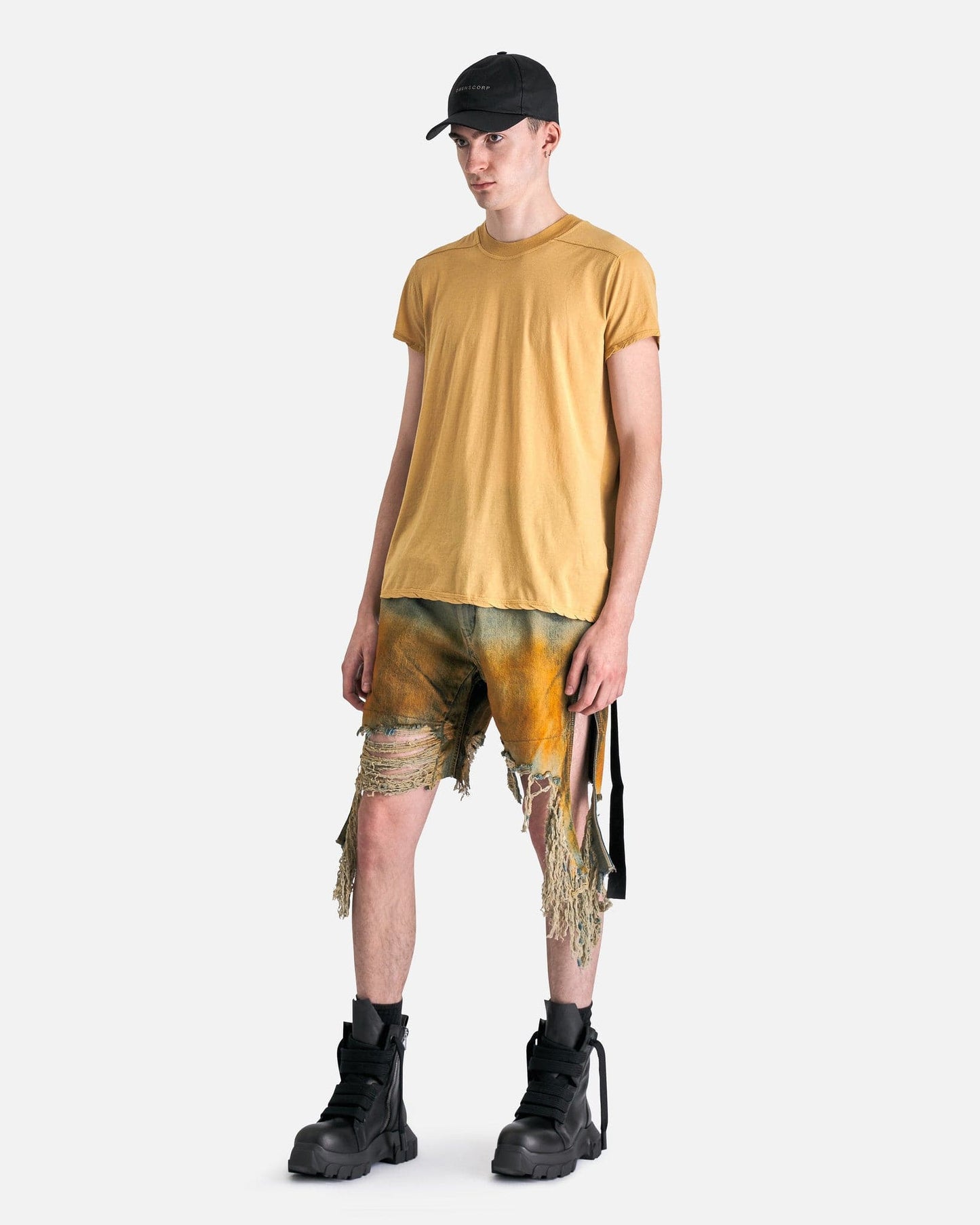Rick Owens DRKSHDW Men's Shirts Small Level T-Shirt in Mustard