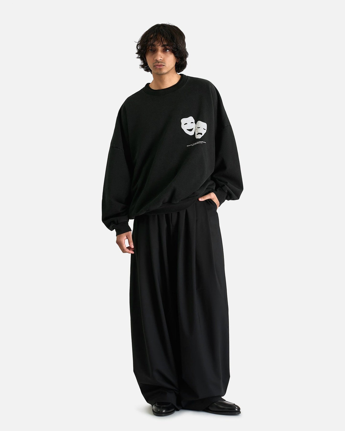 Willy Chavarria Men Sweaters "Smile Now, Cry Later" Hooligan Crew in Black