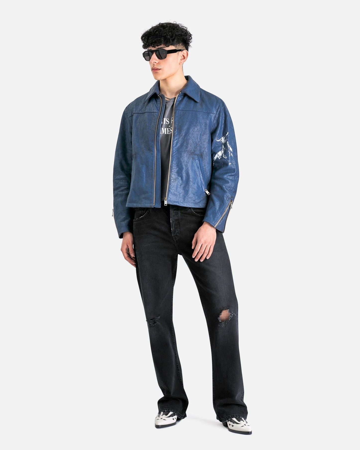 Enfants Riches Deprimes Men's Jackets Spanish Elegy Moto Jacket in Blue