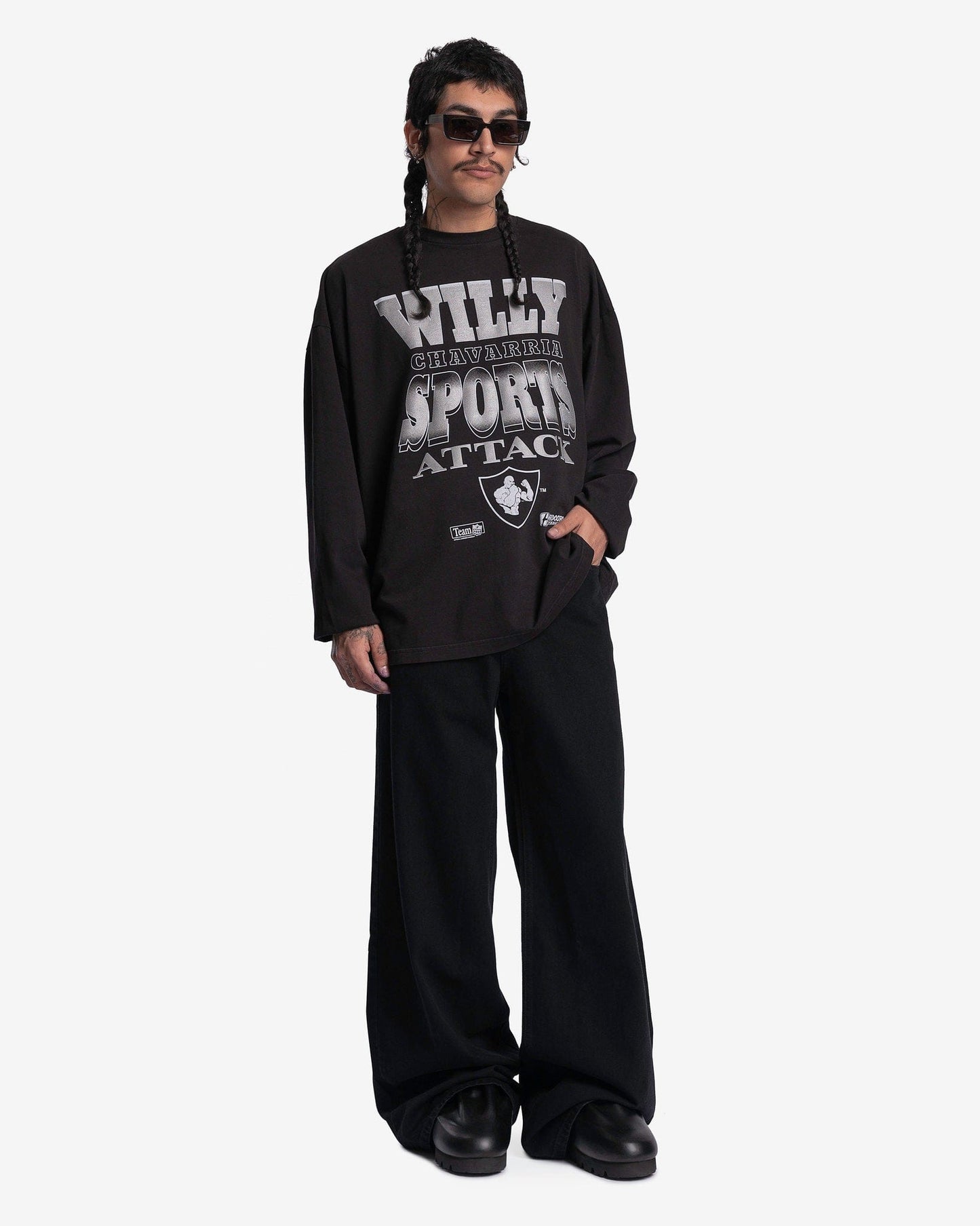 Willy Chavarria Men's T-Shirts Sports Attack Buffalo T-Shirt in Black