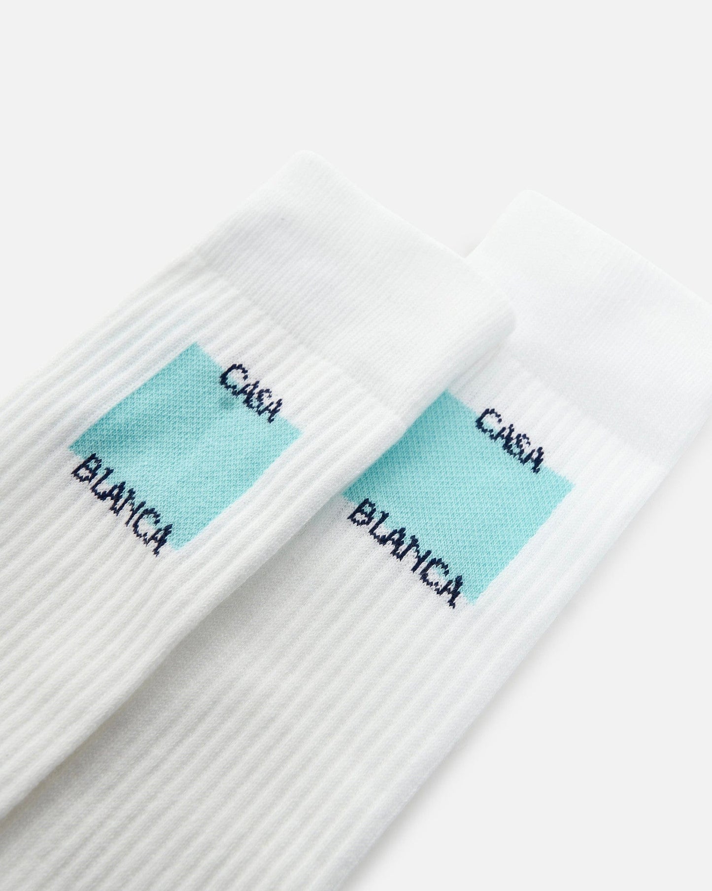 Casablanca Men's Socks Square Logo Ribbed Sport Sock in Blue