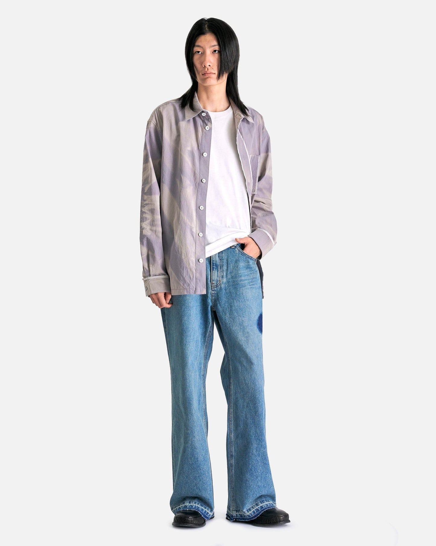 JiyongKim Men's Pants Straight Denim Pants in Blue