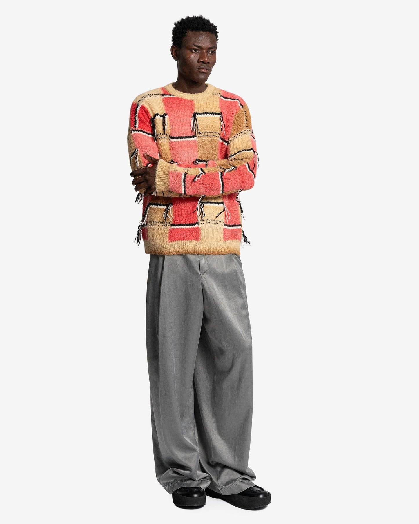 Marni Men's Sweater Striped Degrade Mohair Sweater in Caramel