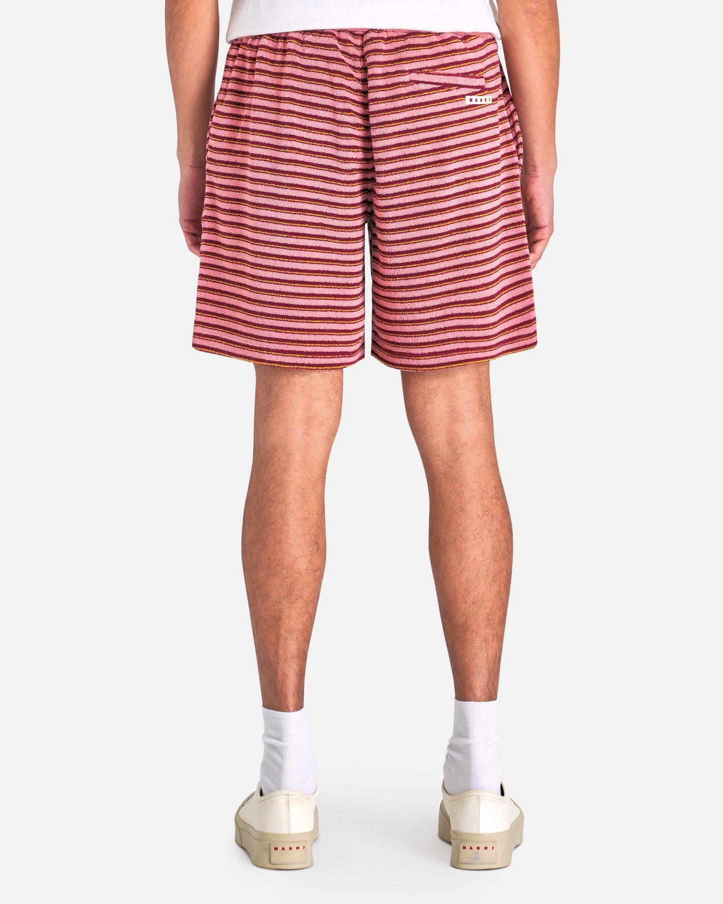 Marni Men's Shorts Striped Terrycloth Shorts in Gummy Pink