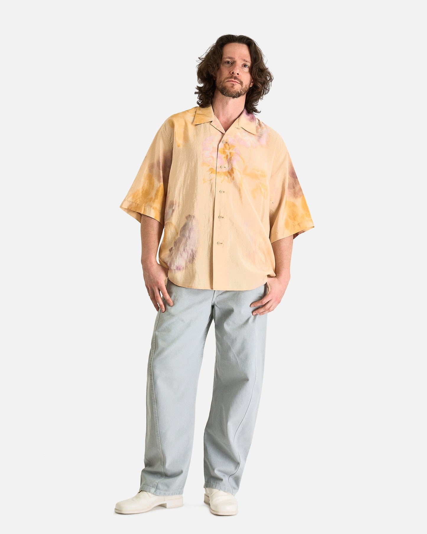 LEMAIRE Men's Shirts Summer Shirt in Light Peach/Ochre