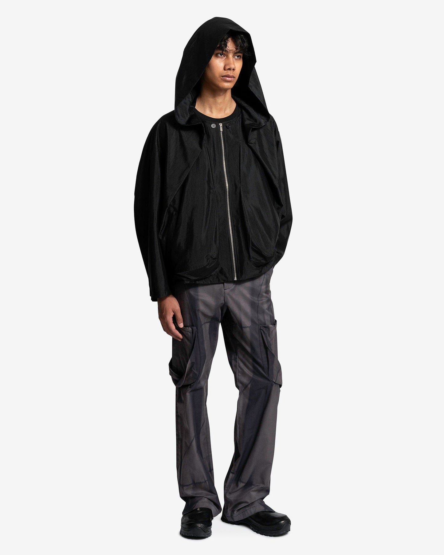 JiyongKim Men's Pants Sun Bleached Draped Pocket Trousers in Grey