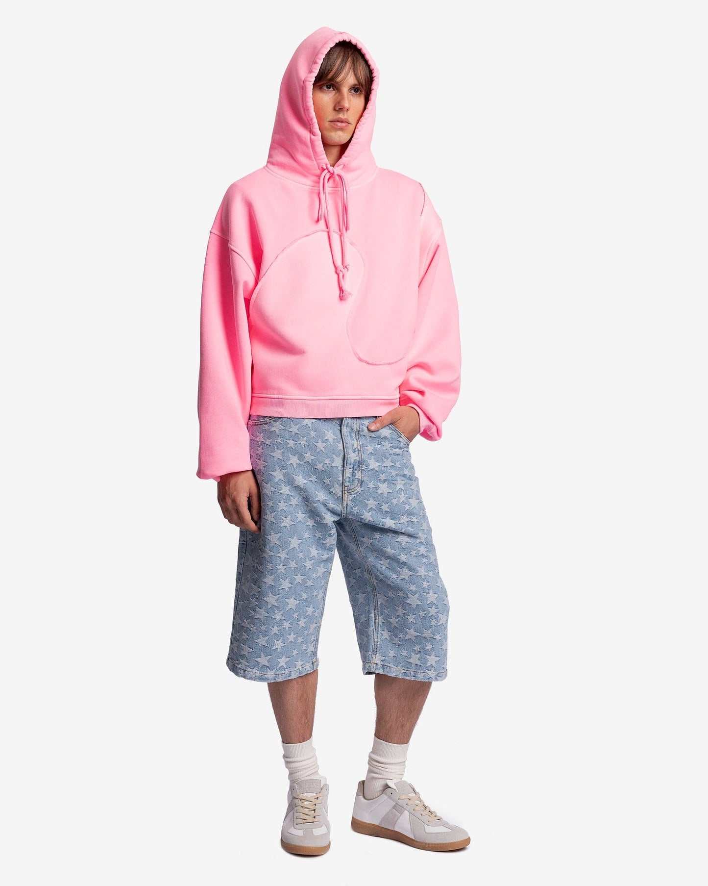 ERL Men's Sweatshirts Swirl Fleece Knit Hoodie in Pink