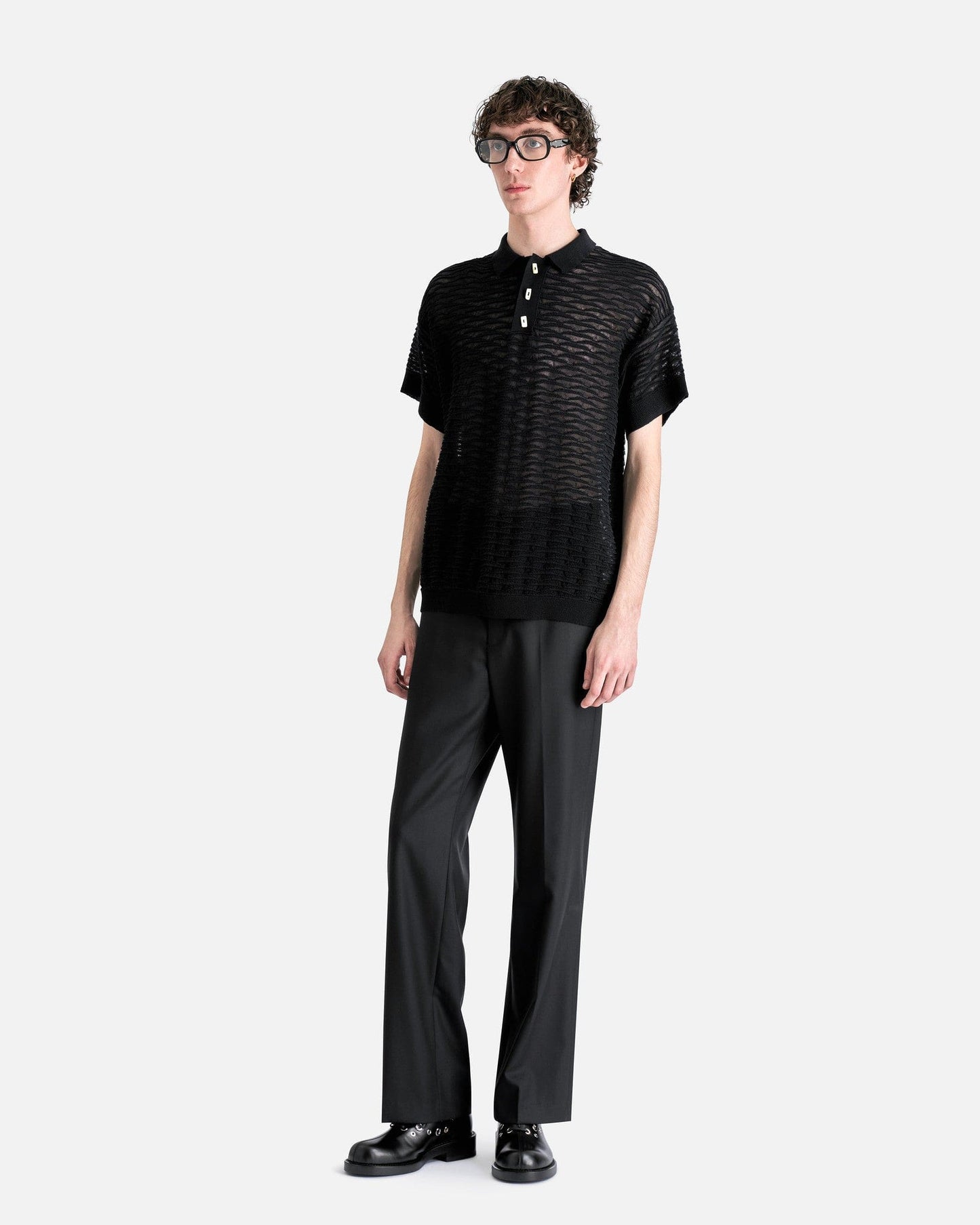 NAMACHEKO Men's Shirts Taske Scale Polo in Black