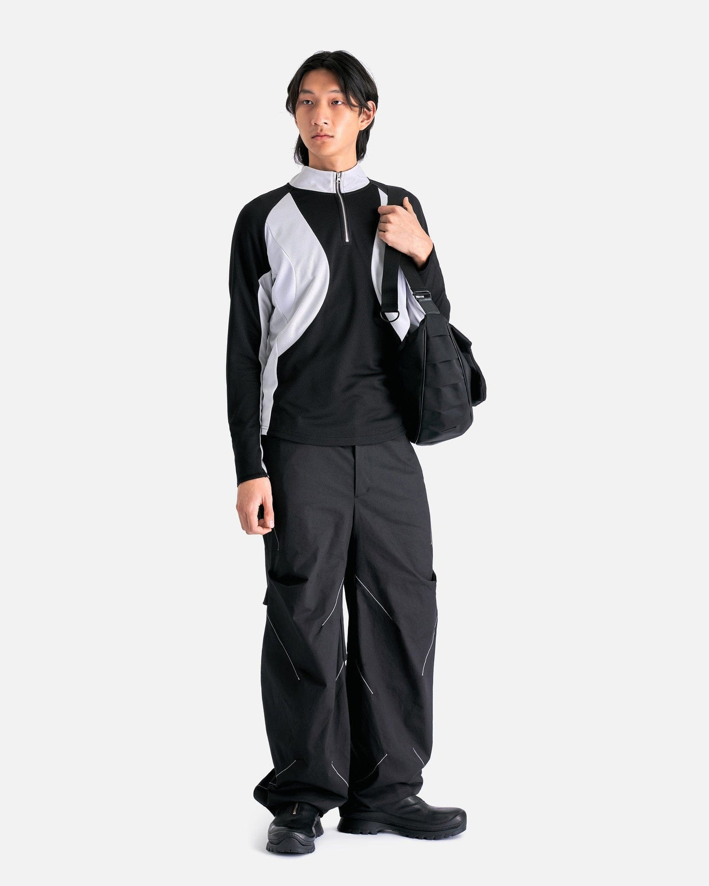 CMMAWEAR Men's Tops Technical Long Sleeve in Black/Silver/White