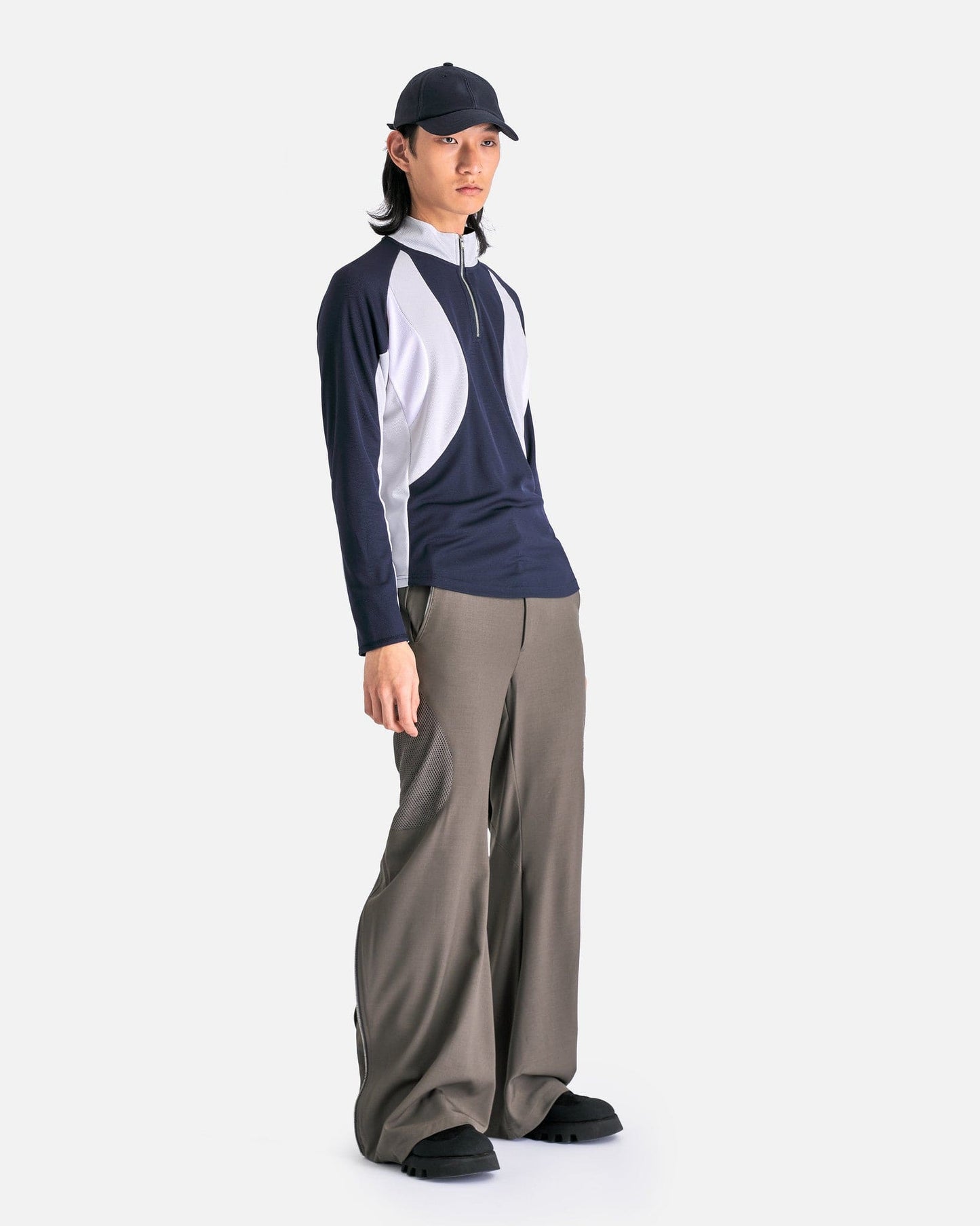 CMMAWEAR Men's Tops Technical Long Sleeve in Navy/Silver/White