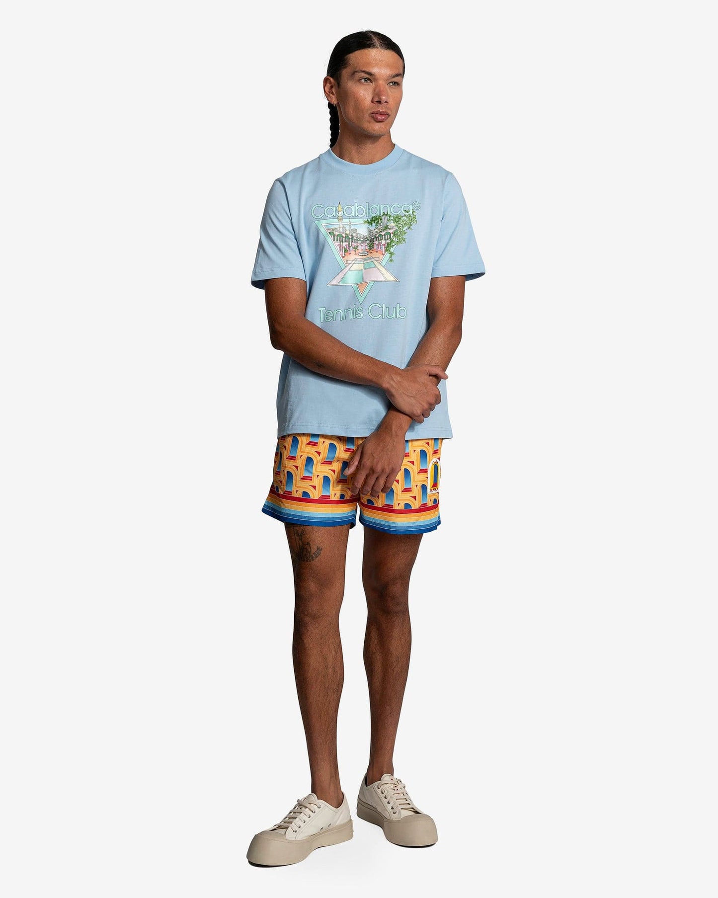 Casablanca Men's T-Shirts Tennis Club Pastelle Printed T-Shirt in Pale Blue