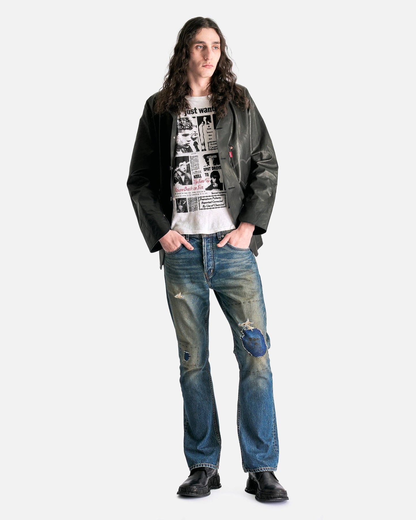 Enfants Riches Deprimes Men's Jeans Thrashed Flare Jeans in Blue