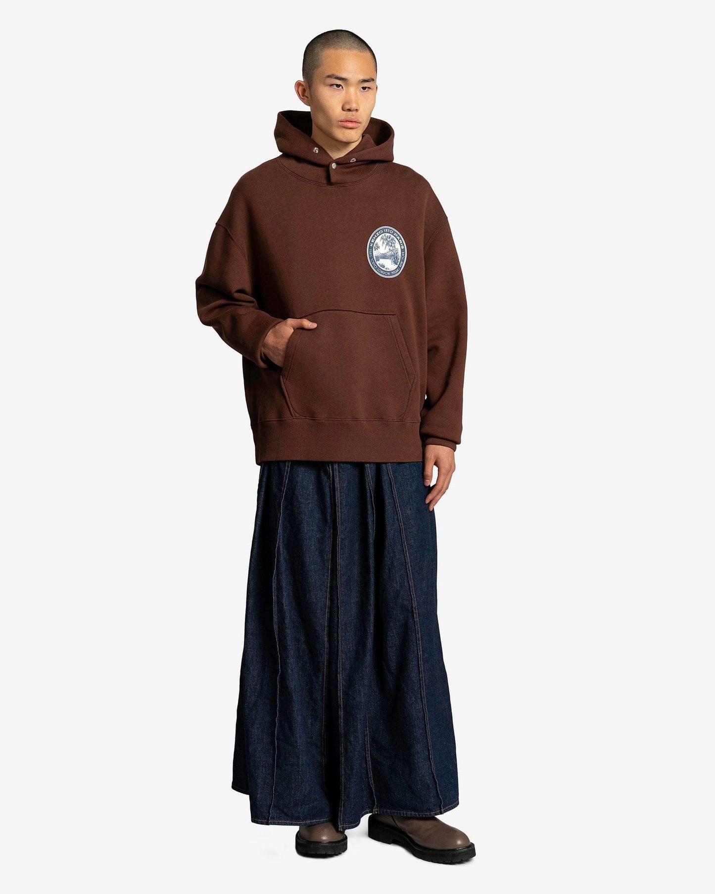 KENZO Men's Sweatshirts Tiger Patch Oversized Hoodie in Dark Brown
