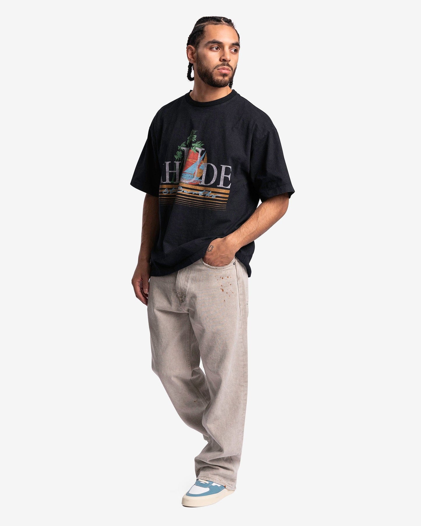 Rhude Men's T-Shirts Tropics T-Shirt in Vintage Black