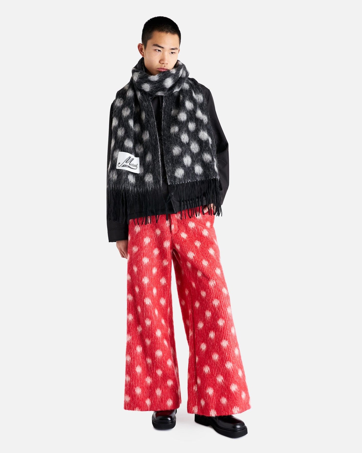 Marni Men's Pants Tulip Wool Trouser with Brushed Dots