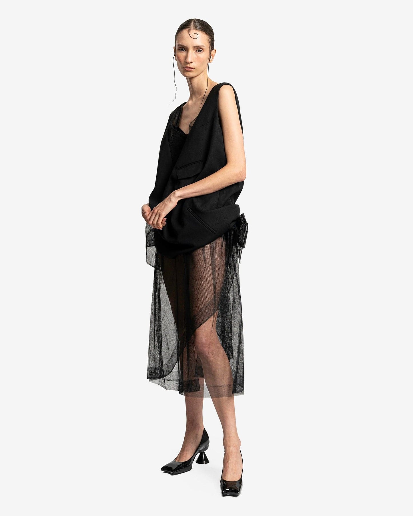 Maison Margiela Women Dresses Tulle Midi Dress in Black