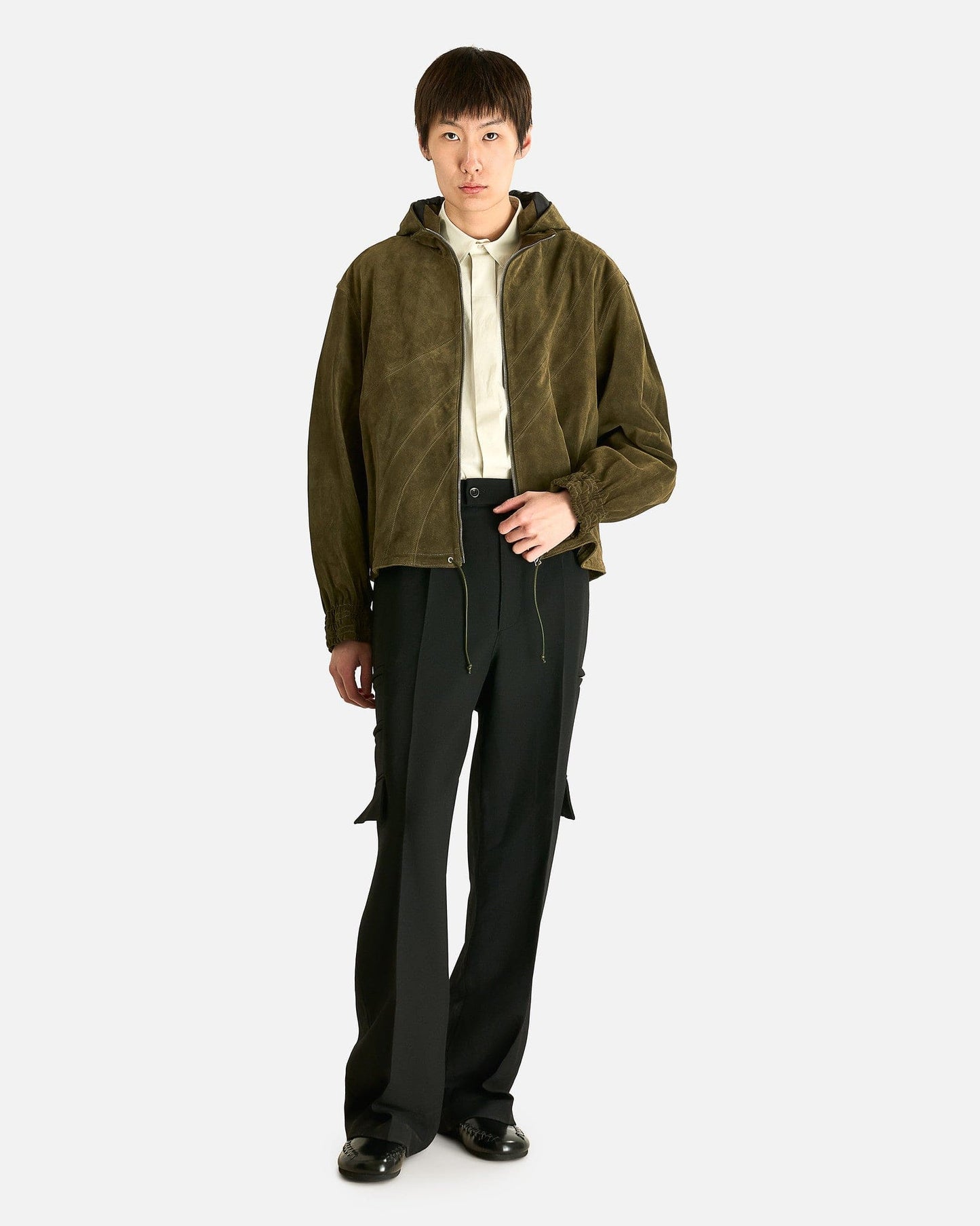 NAMACHEKO Men's Jackets Turenne Suede Track Jacket in Military Green