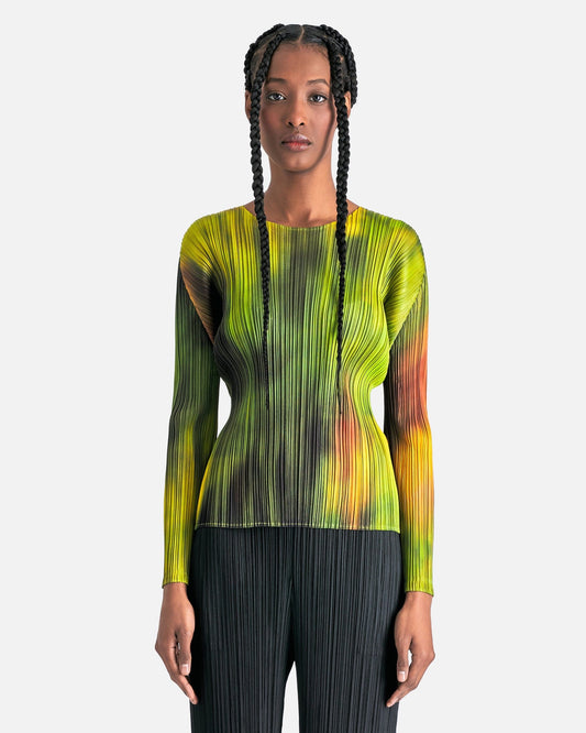 Pleats Please Issey Miyake Women Tops Turnip & Spinach Top in Spinach