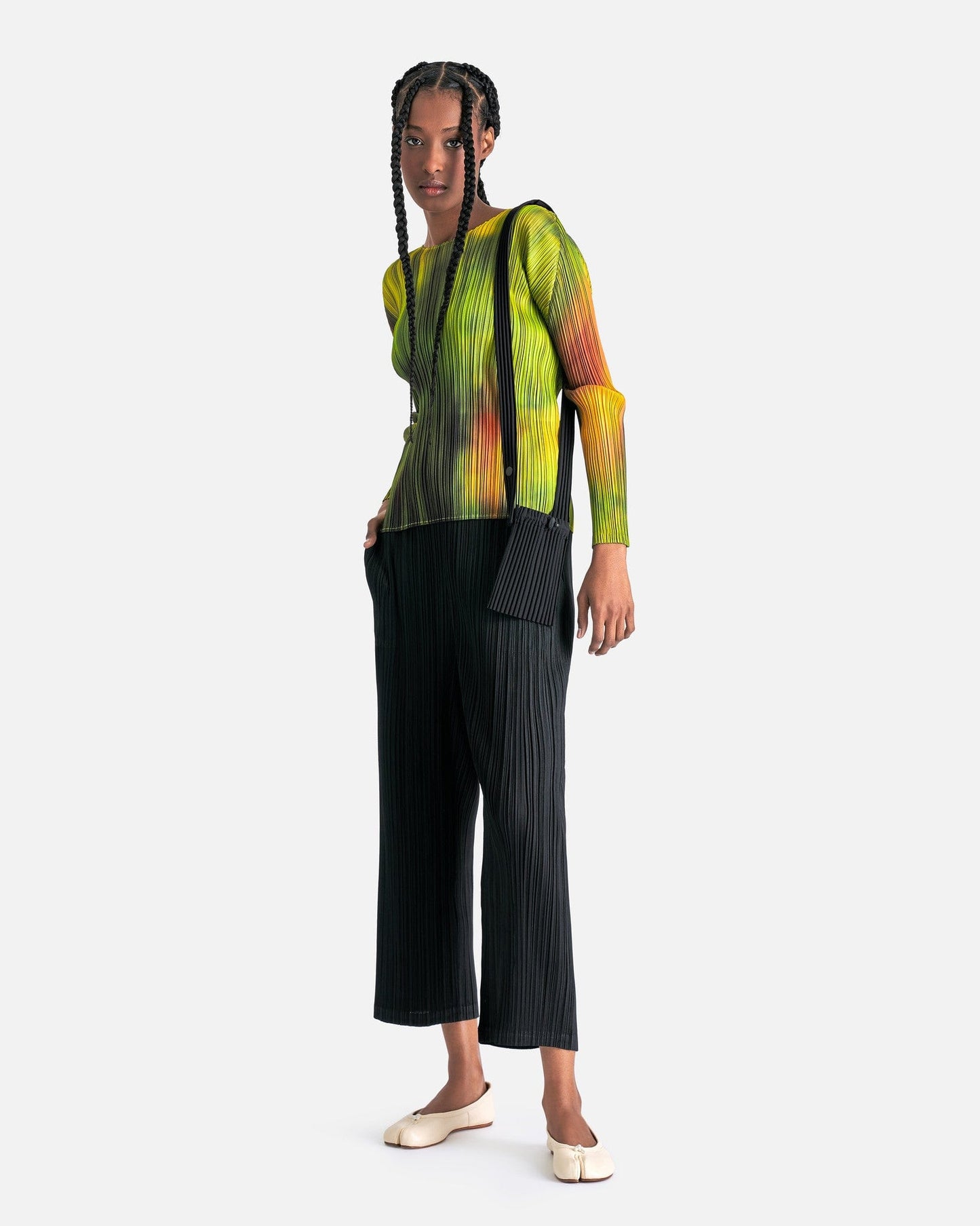 Pleats Please Issey Miyake Women Tops Turnip & Spinach Top in Spinach