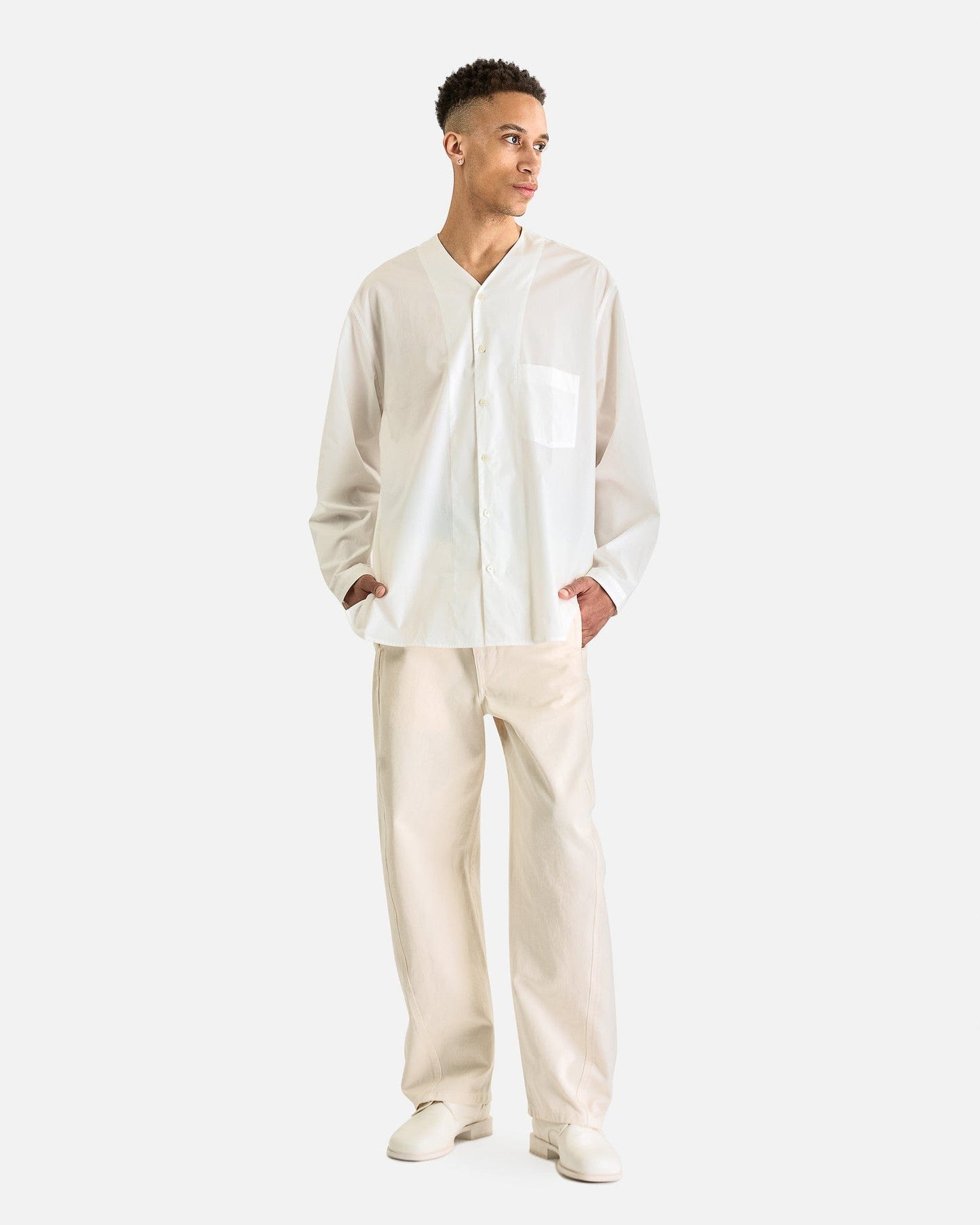 LEMAIRE Men's Pants Twisted Belted Pants in Snowy Off White