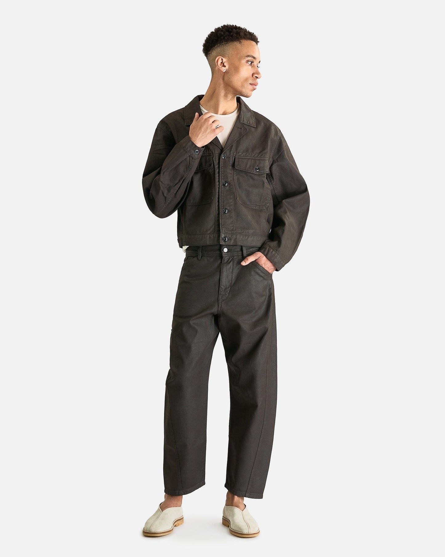 LEMAIRE Men's Pants Twisted Workwear Pants in Dark Chocolate