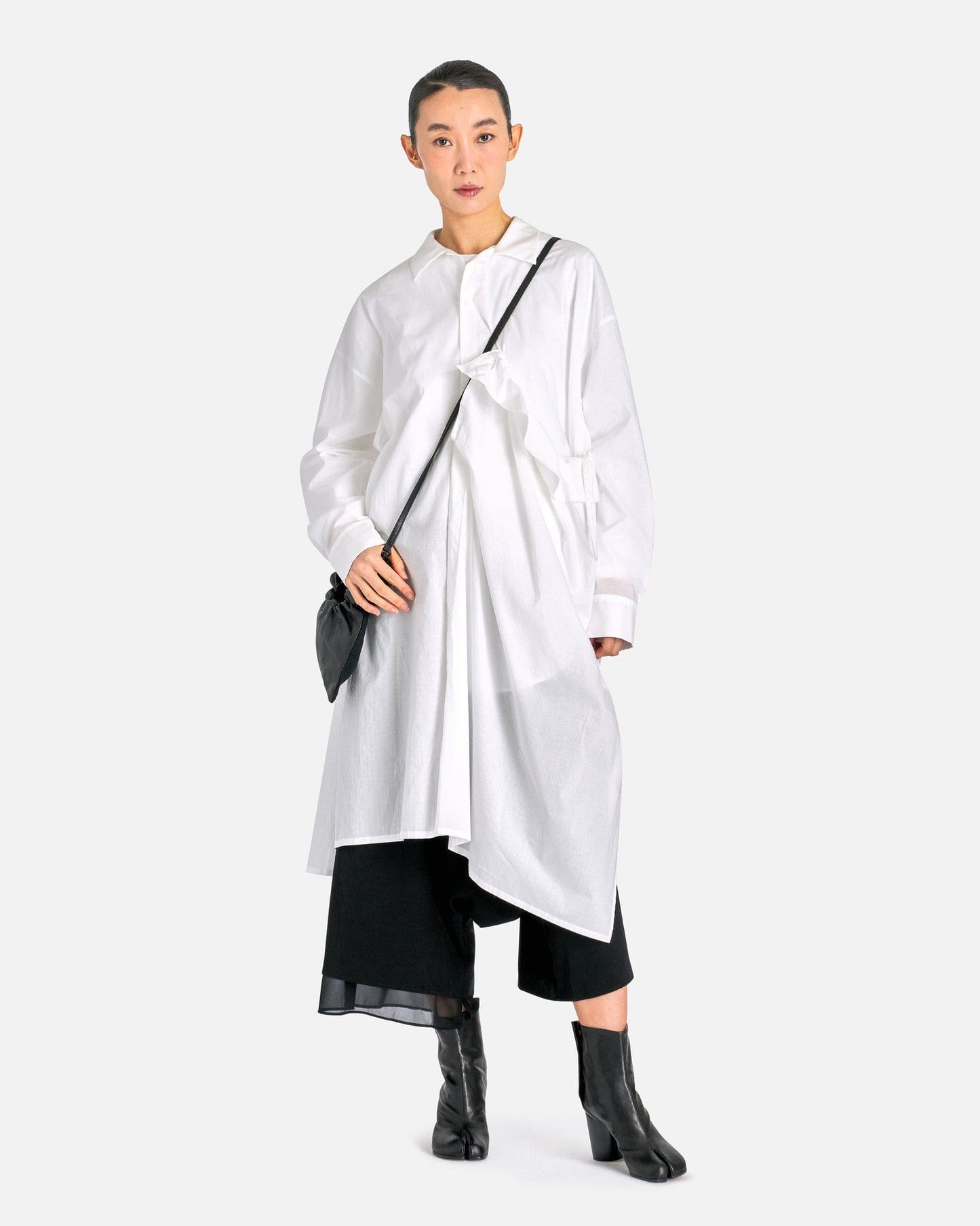 Y's by Yohji Yamamoto Women Dresses 02 U-Left Gathered Dress in White