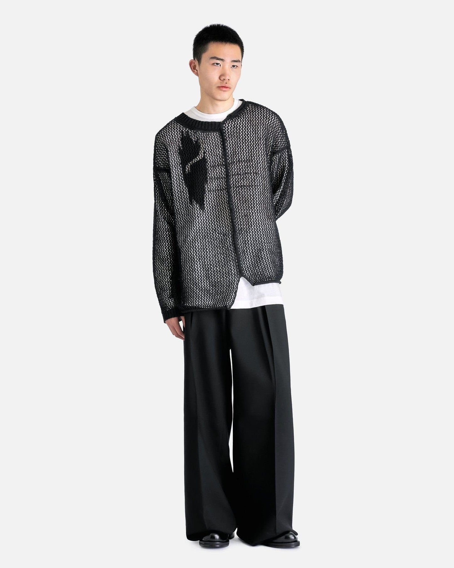 Yohji Yamamoto Pour Homme Men's Tops Uneven Long Sleeve in Black