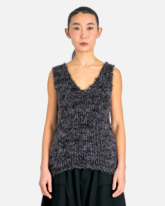 Y's by Yohji Yamamoto Women Tops 02 V-Neck Compact Vest in Black