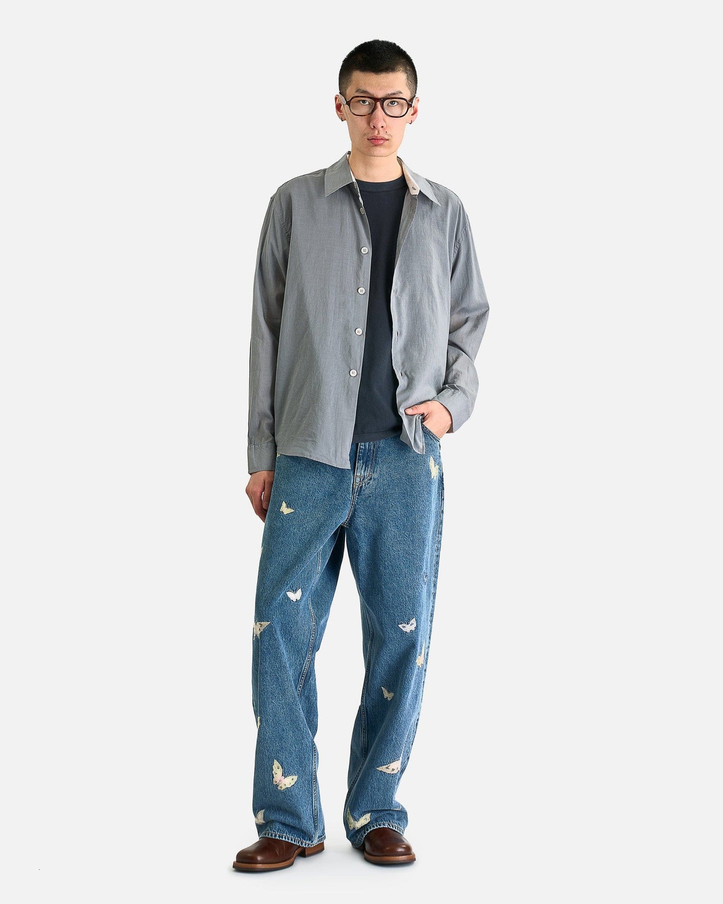 Our Legacy Men's Pants Vast Cut in Indigo Butterfly