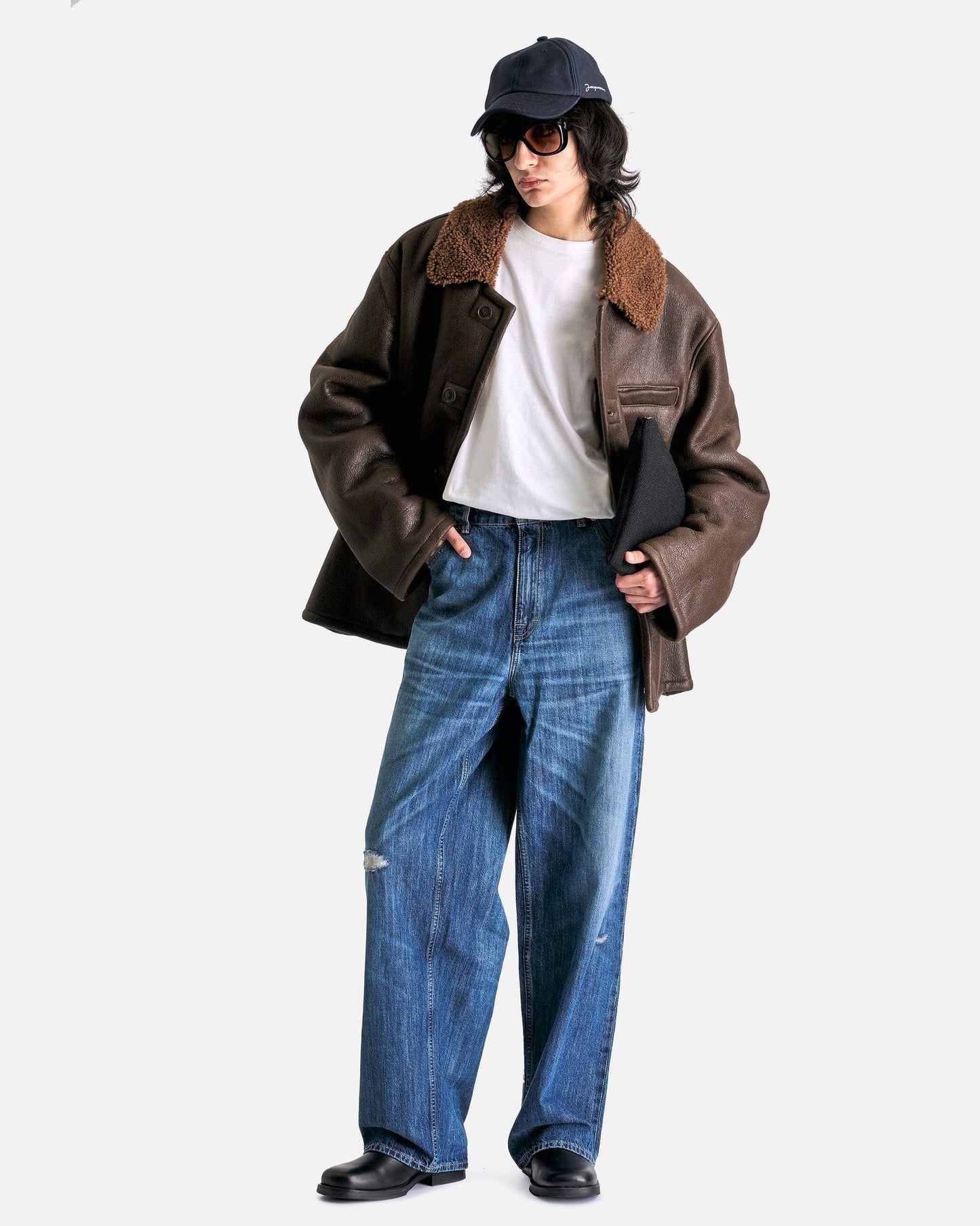 Our Legacy Men's Pants Vast Cut in Vintage Rubber Repair Denim
