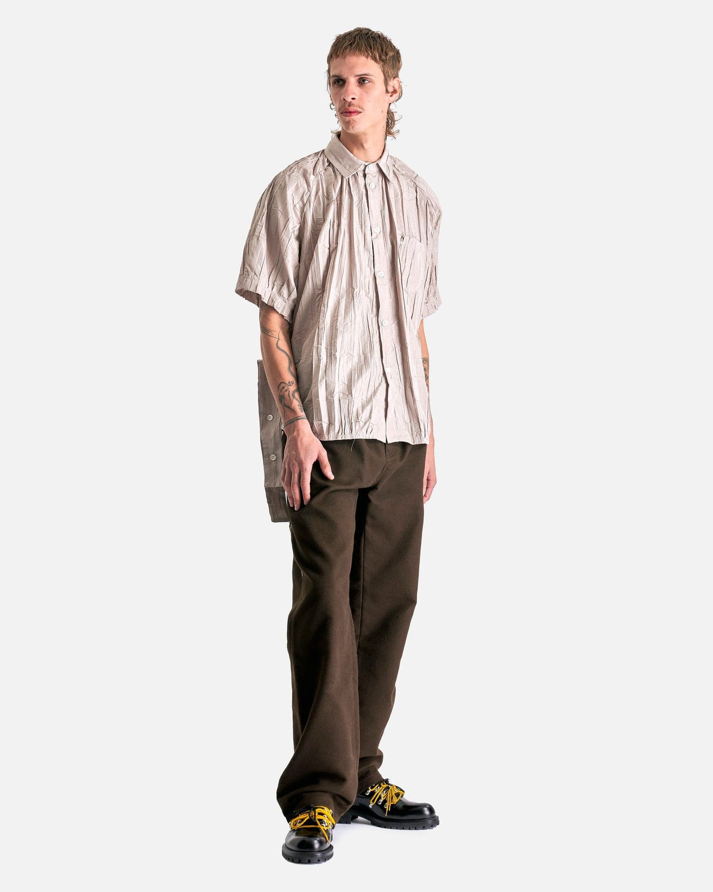 NAMACHEKO Men's Shirts Ven Short Sleeve Shirt in Sand