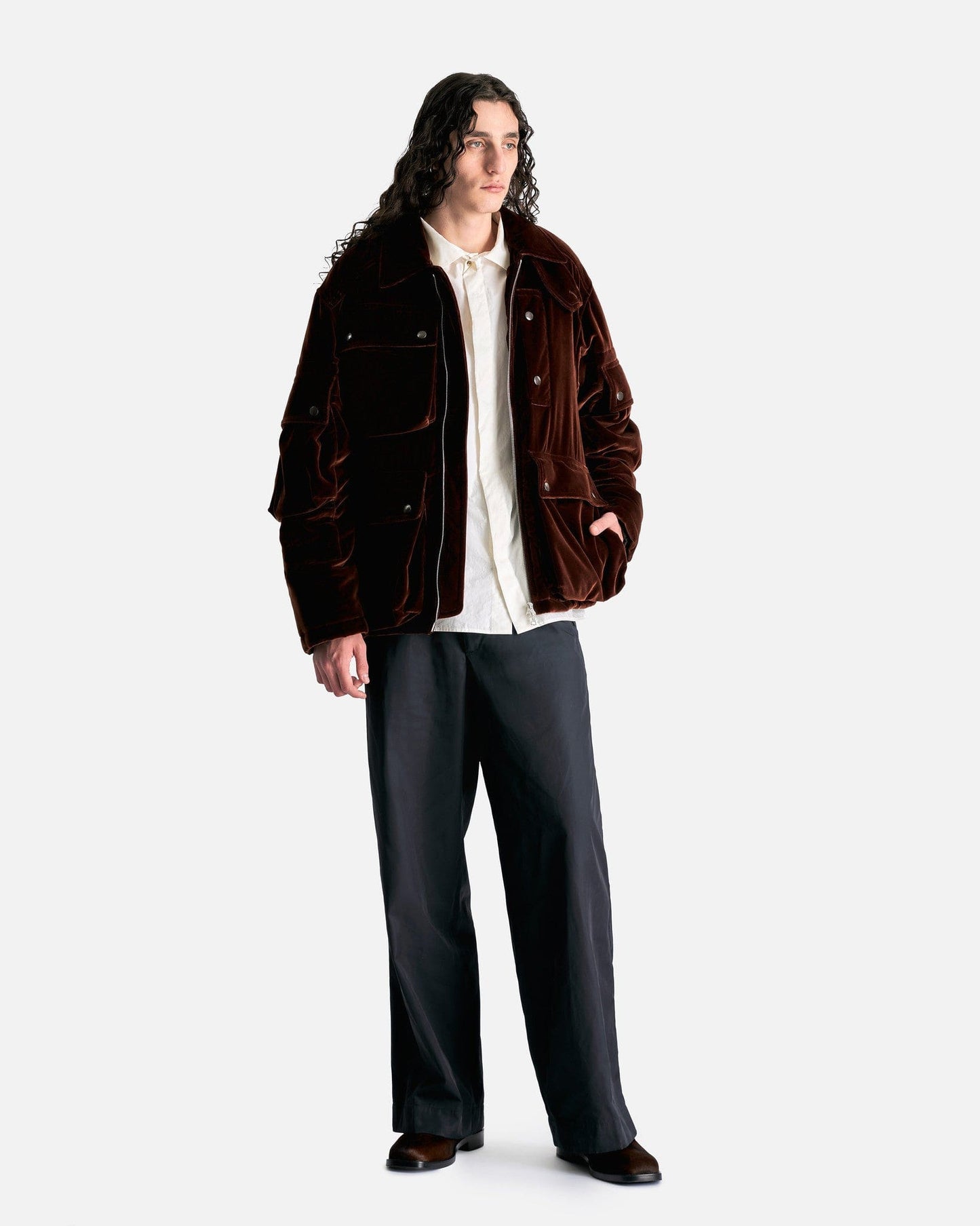 Dries Van Noten Men's Jackets Vilburn Velour Jacket in Brown