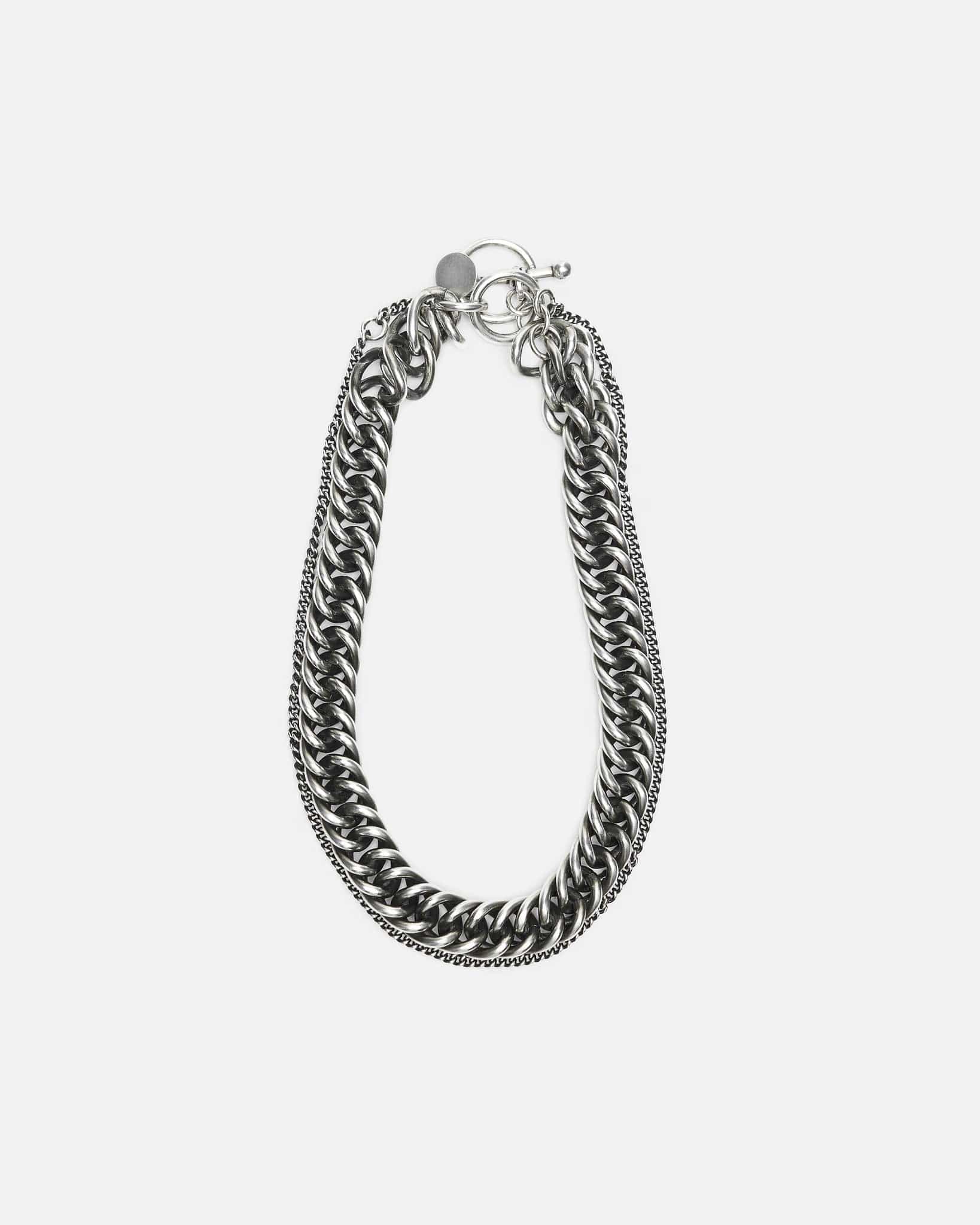 Ann Demeulemeester Jewelry OS Vita Macro Chain Necklace in Antique Silver