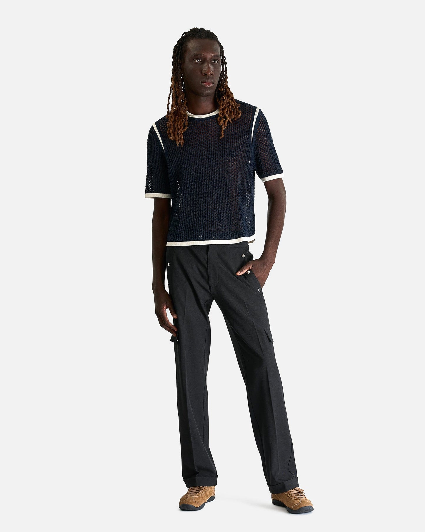 Adidas Men's T-Shirts Wales Bonner Knit T-Shirt in Night Navy