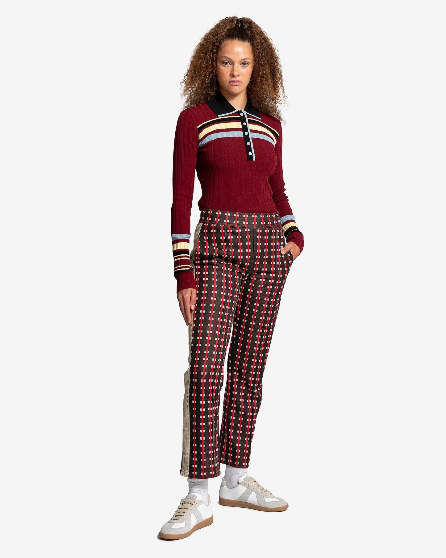 Wales Bonner Women Tops Wander Knit Top in Red/Yellow