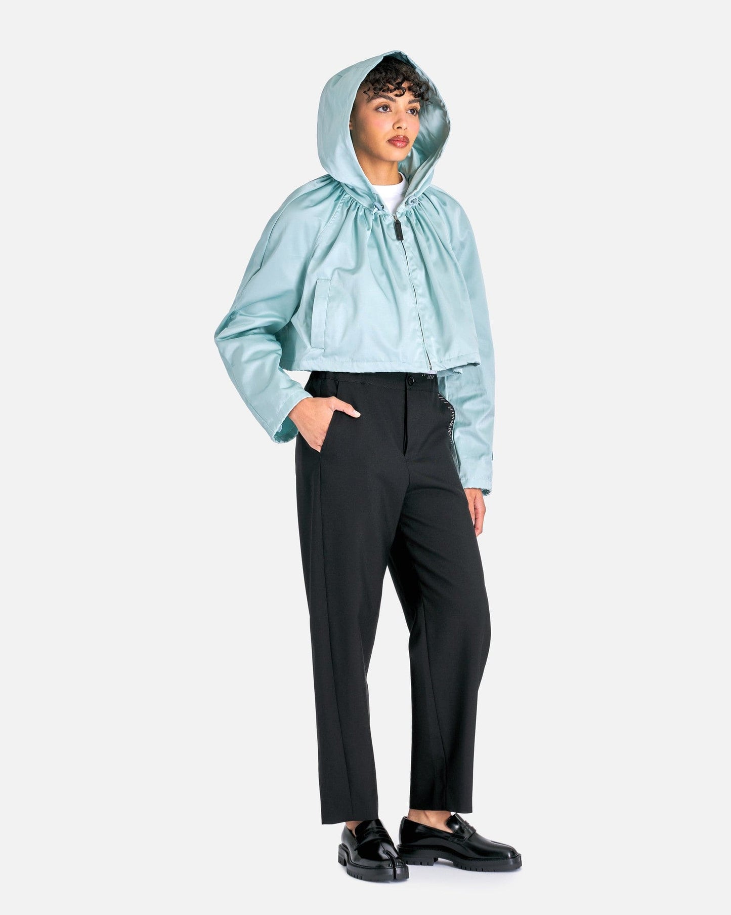 Marni Women Jackets Water Repellent Raffeta Cropped Jacket in Aquamarine