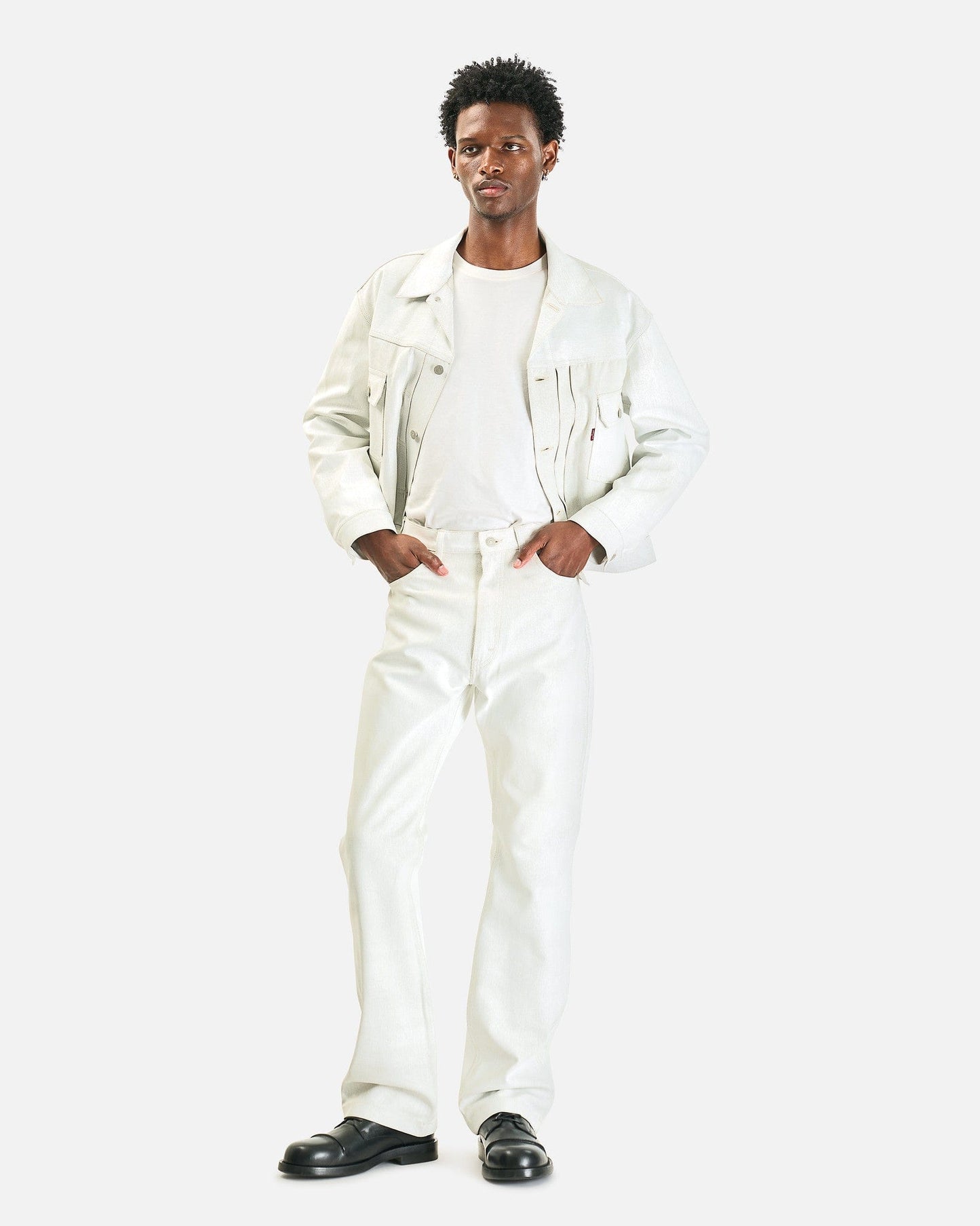 Junya Watanabe Men's Jeans Waxed Denim Pants in White