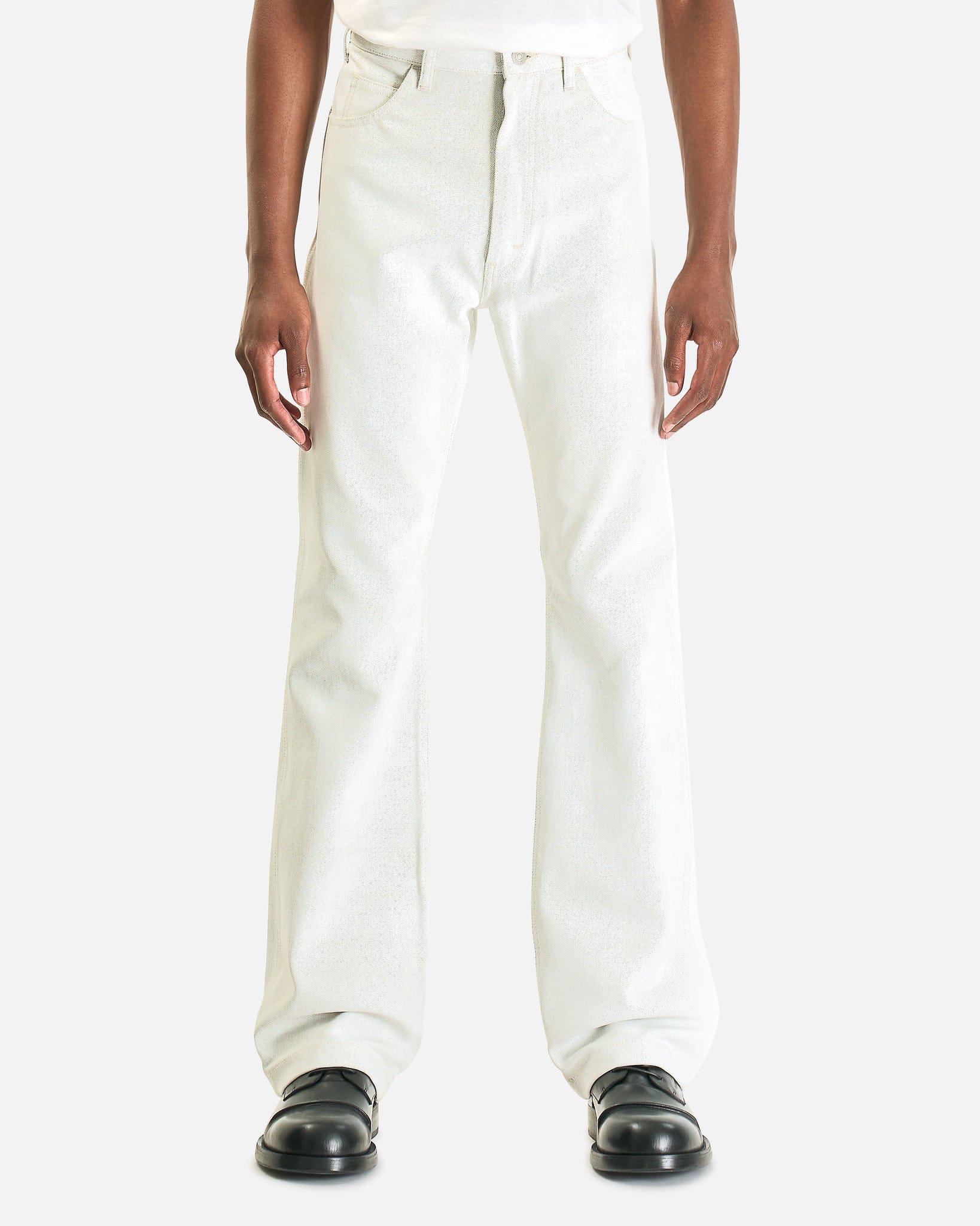 Waxed Denim Pants in White - Main Image