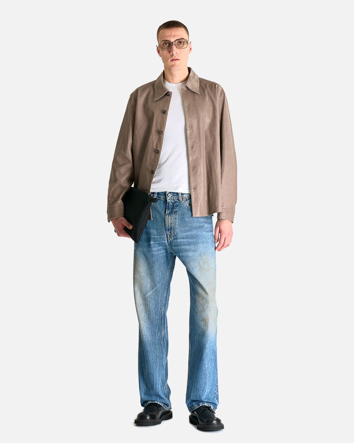 Our Legacy Men's Shirts Welding Shirt in 70's Grey Velvet Lamb Skin