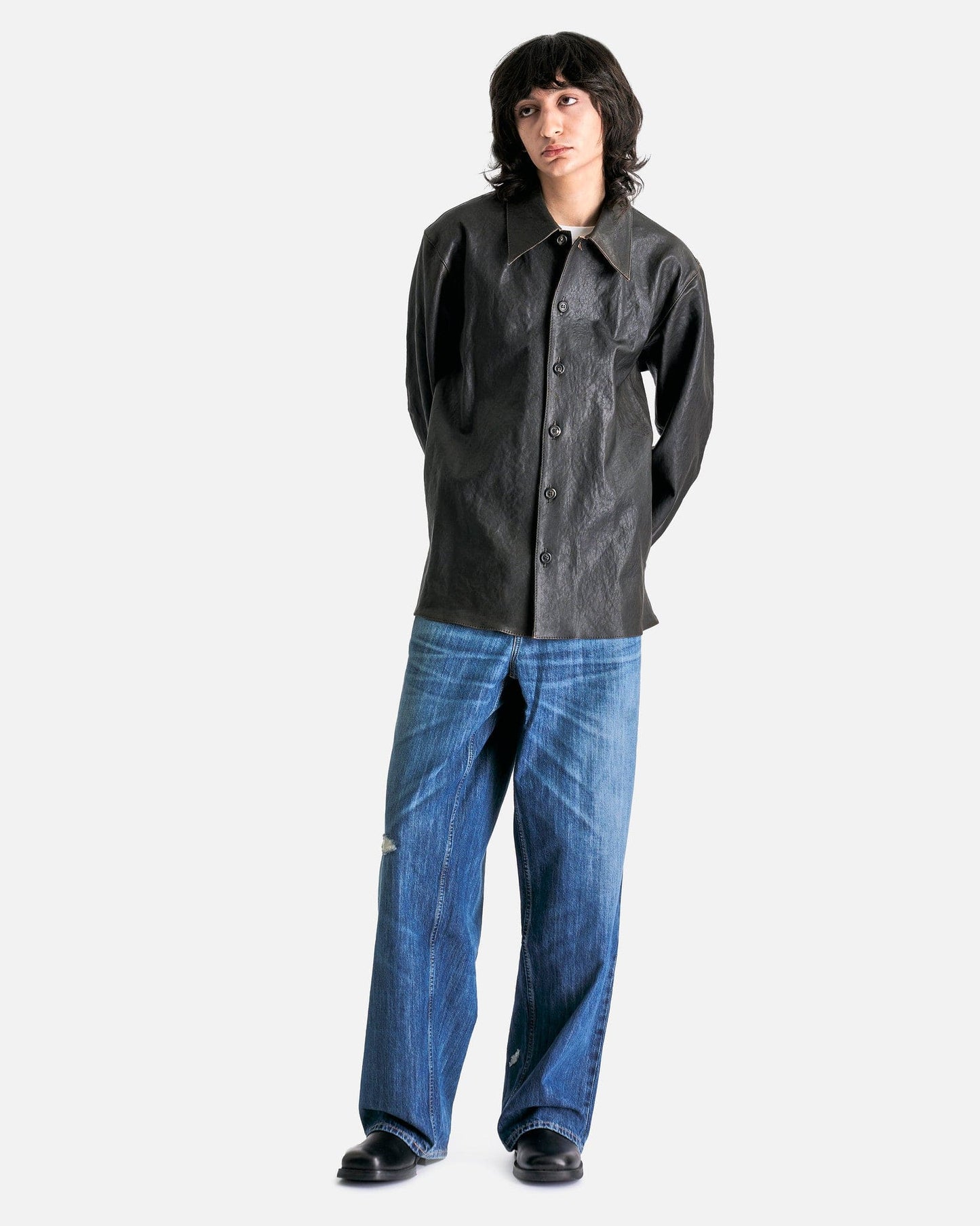 Our Legacy Men's Shirts Welding Shirt in Brown Lambskin