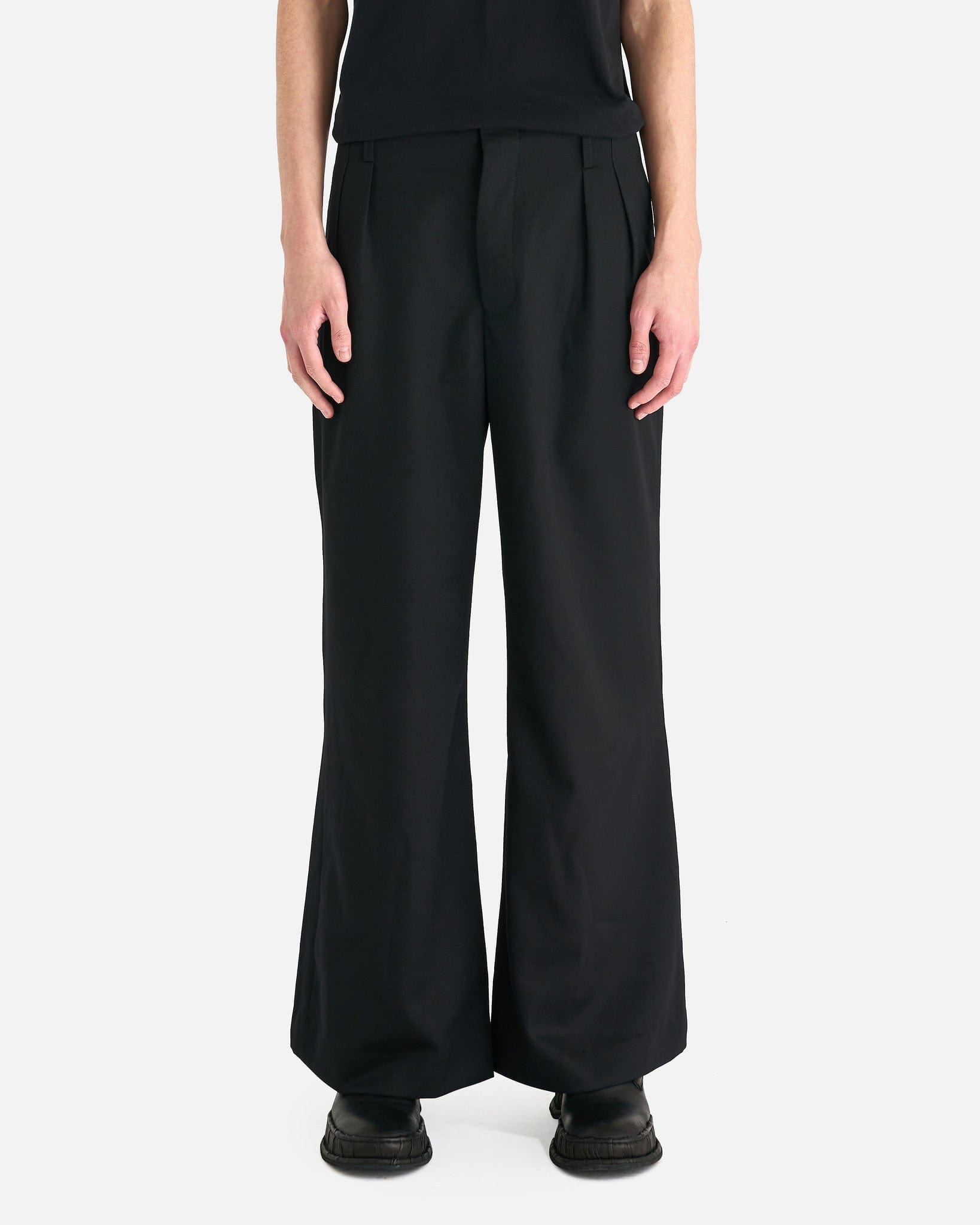 Wide Leg Flare Trouser in Black SVRN Wide Leg Flare Trouser in Black SVRN